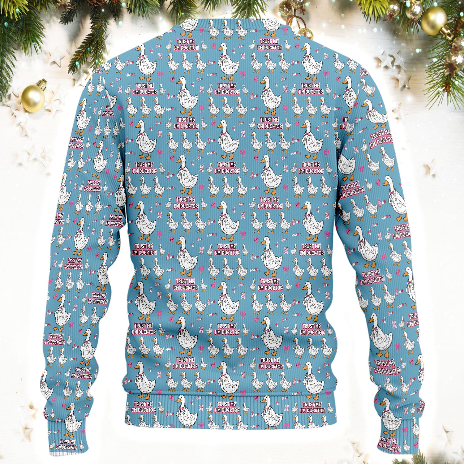 Trust Me I'm Ducktor Scrub Set, Funny Duck Pattern Scrub Shirt, Breathable Fabrics Nursing Uniform For Women