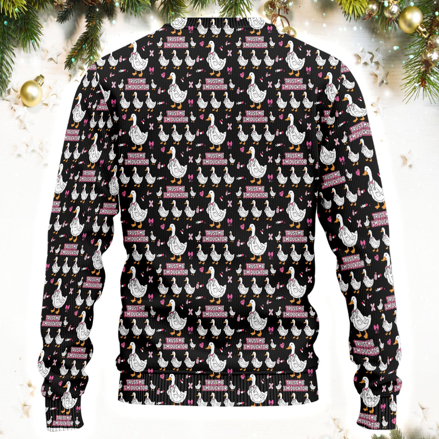 Trust Me I'm Ducktor Scrub Set, Funny Duck Pattern Scrub Shirt, Breathable Fabrics Nursing Uniform For Women