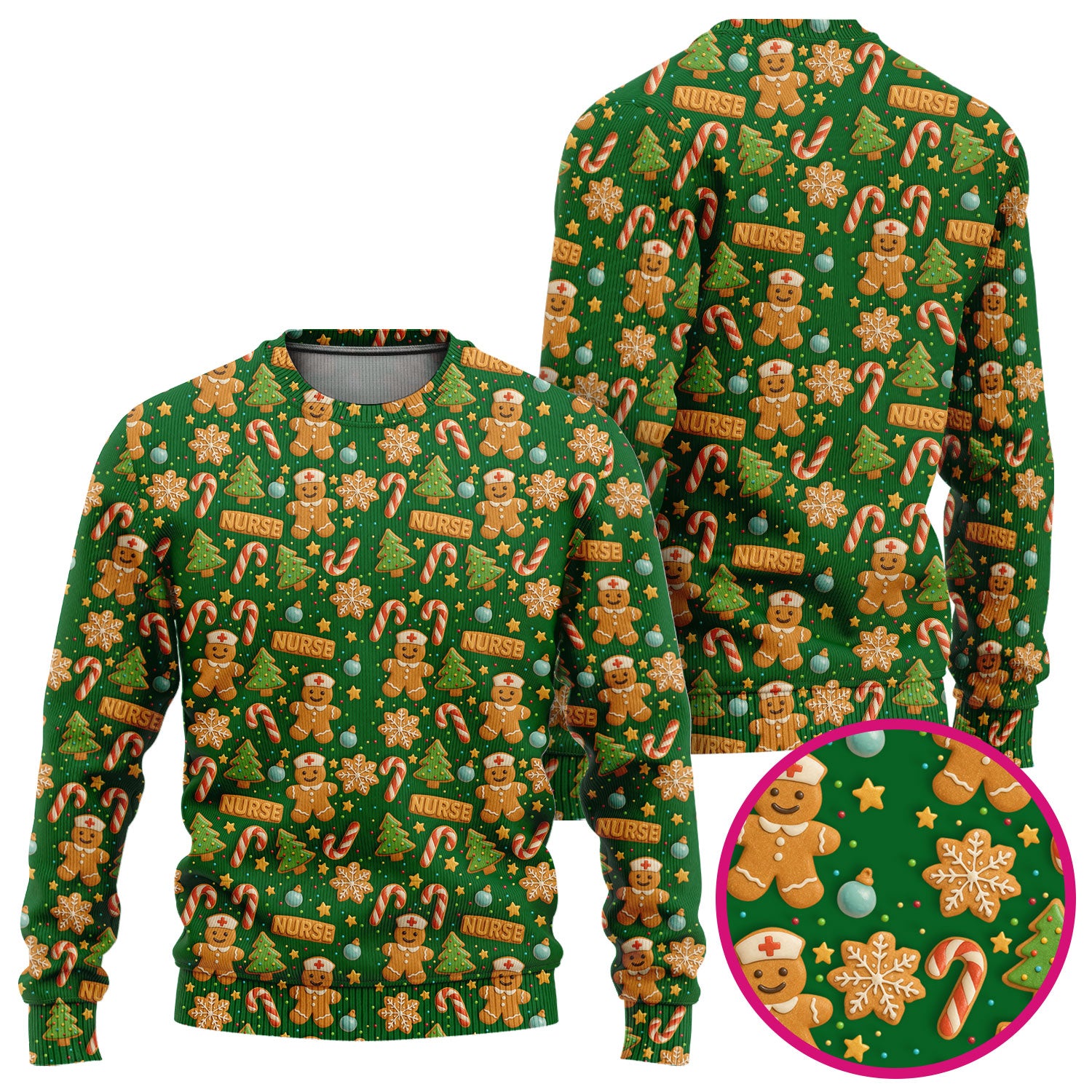Cute Gingerbread Christmas Scrubs for Women - Holiday Cookie Pattern Scrub Top & Pants - Festive Christmas Scrubs with Charming Design