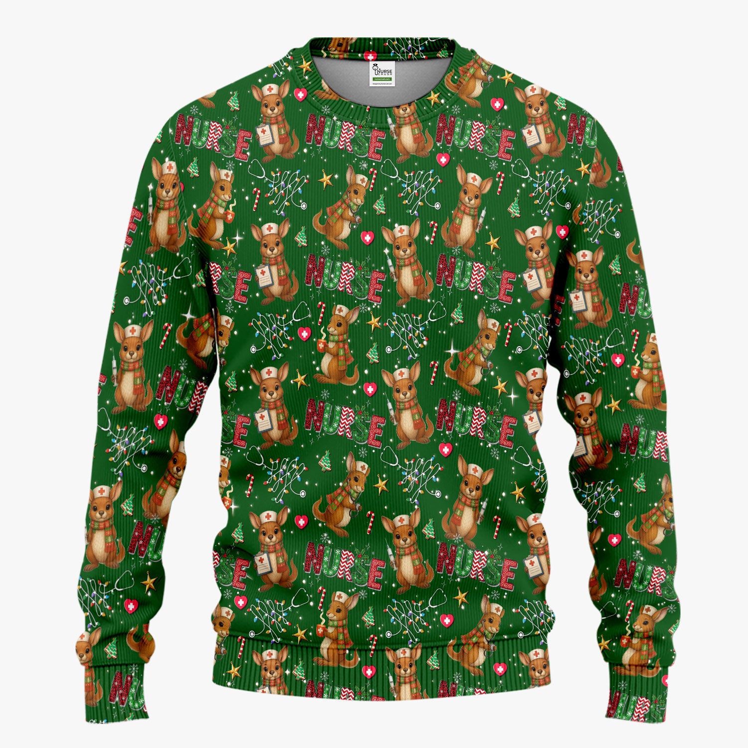 Christmas Kangaroo Nurse Scrub Set - Cute Aussie Holiday Medical Uniform - Funny Xmas Gift for Women