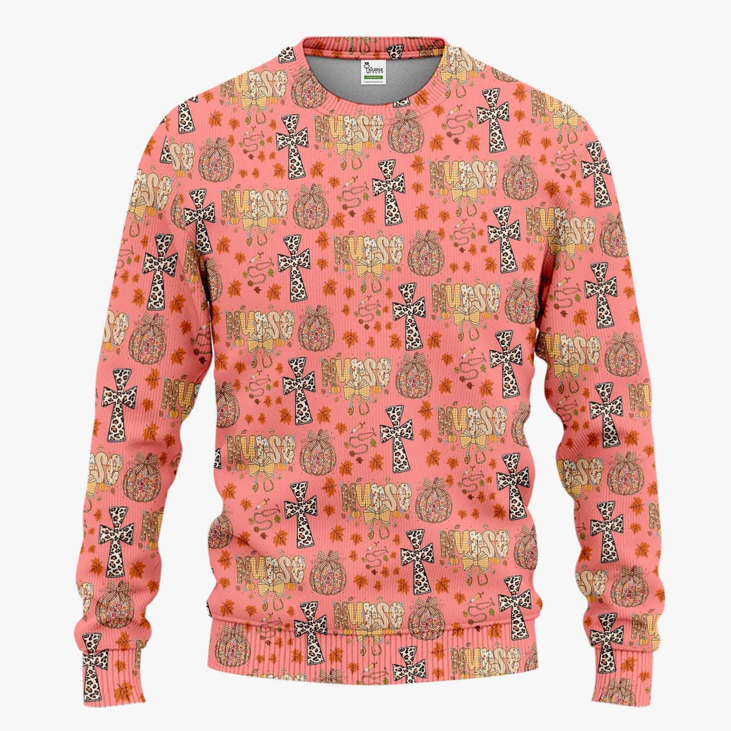 I Will Praise Him In Every Season - Boho Pumpkin Leopard Cross Fall Scrub Sets for Nurse - Thanksgiving Med Uniform for Women