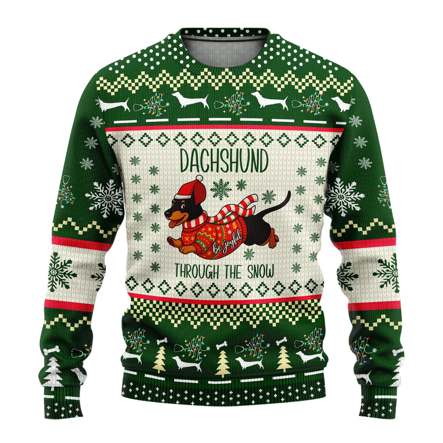 Wiener Dog Through The Snow Christmas Ugly Sweater - Cute Dachshund Nurse Shirt - Funny Holiday Medical Gift