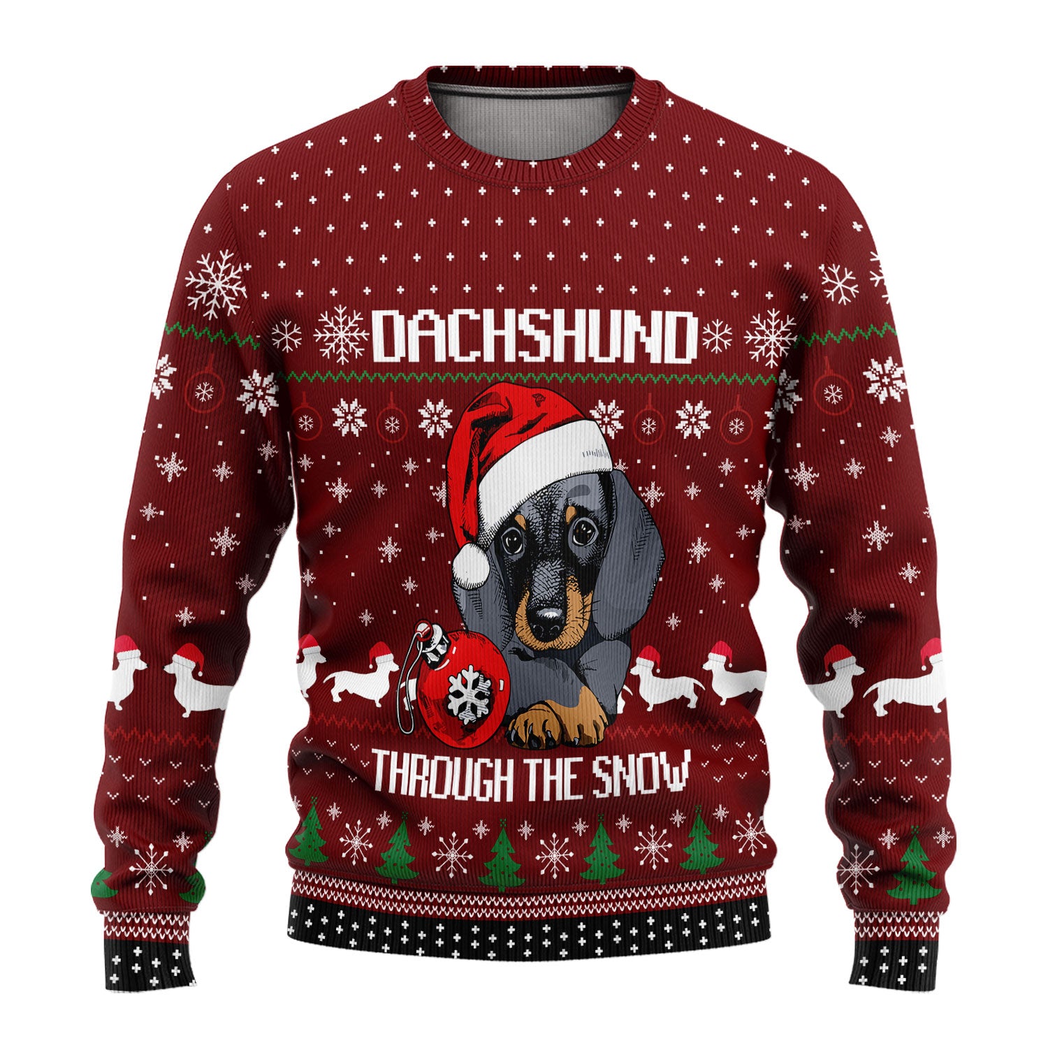 Dachshund Christmas Ugly Sweater - Funny Sausage Dog Shirt - Cute Holiday Gift