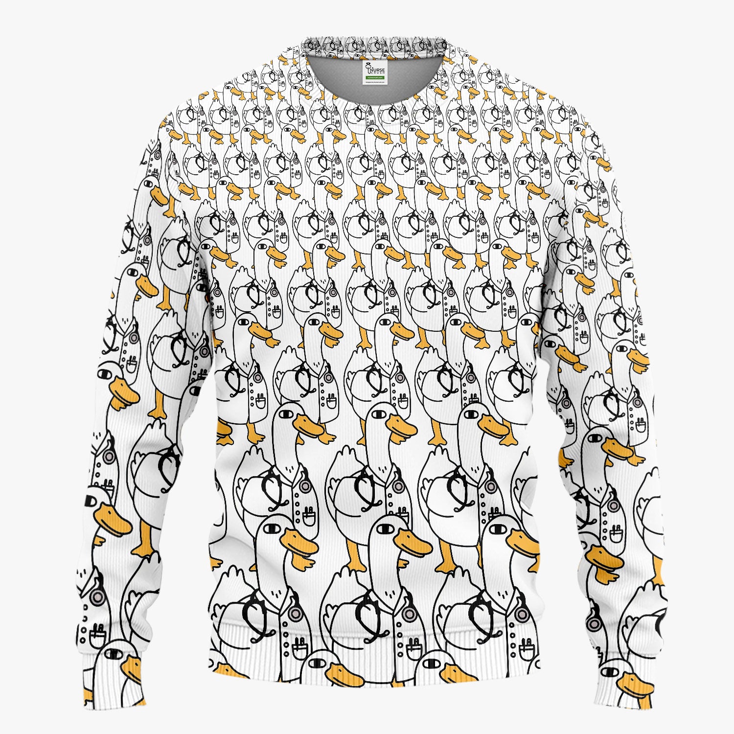 Funny Duck Scrub Set for Women - I'm a Doctor Scrubs Pants and V Neck Top - Cute Duck In The Row - Comfortable Nursing Uniform