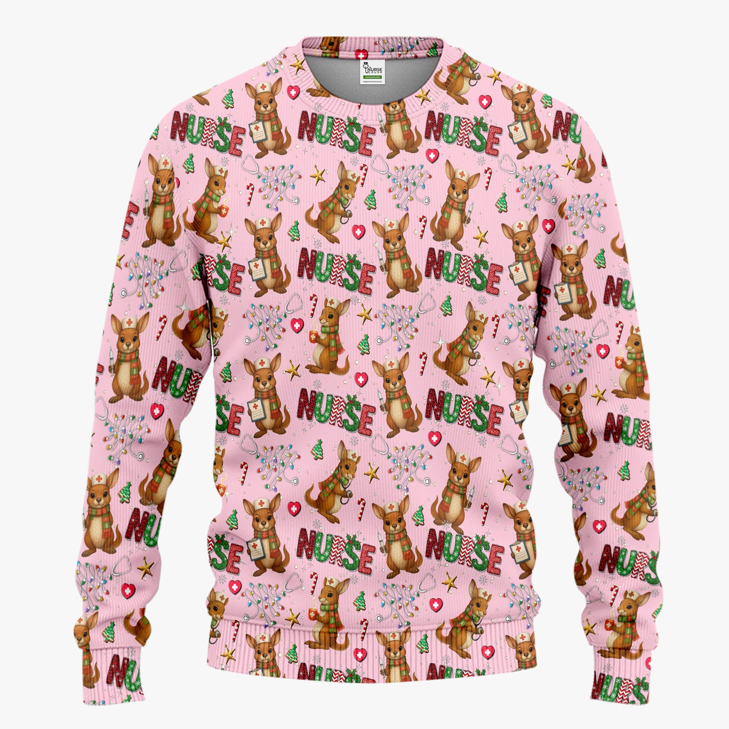 Aussie Kangaroo Christmas Scrub Set - Funny Holiday Nurse Shirt and Pants for Women - Cute Animal Medical Uniform