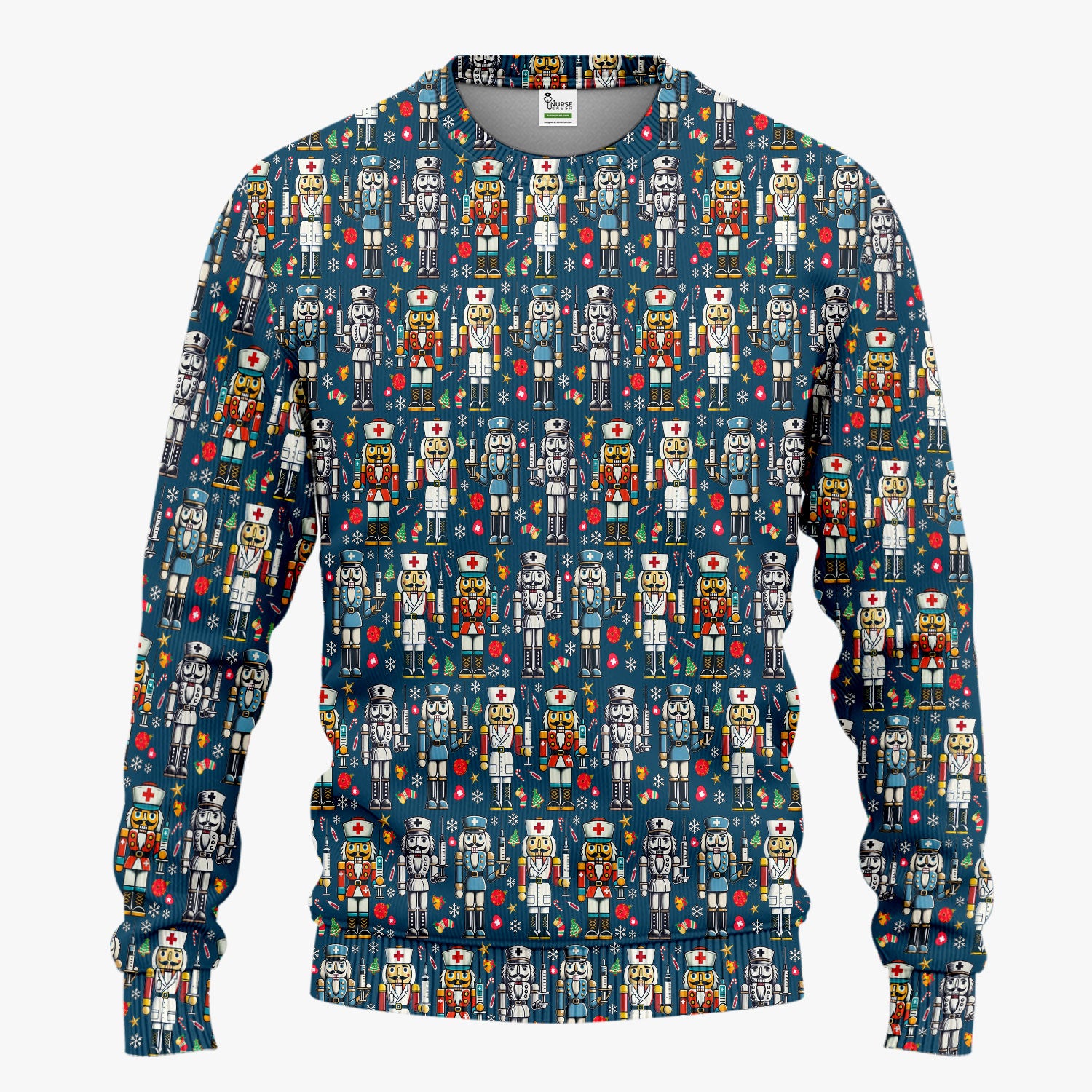 Funny Nutcracker Christmas Scrub Set – Cute Holiday Nurse Pattern Shirt – Festive Medical Uniform for RN, LPN, CNA, and Healthcare Workers