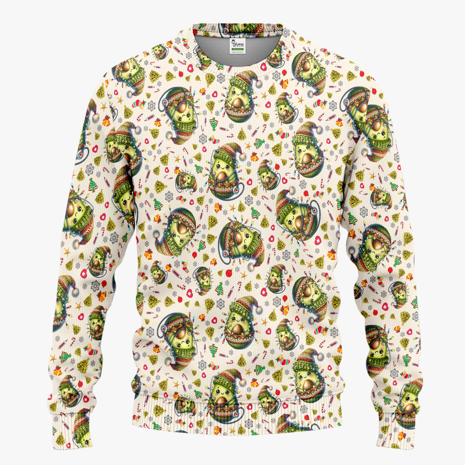 Avocado Scrub Set for Nurse - Funny Christmas Nursing Pants and V Neck Top - Cute Holiday Medical Uniform