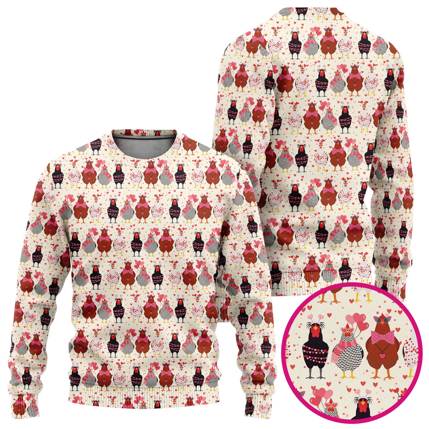 Funny Chicken Valentine Scrub Set, Chicken Pattern Scrub Shirt For Nursing, Valentine Gift For Nurse
