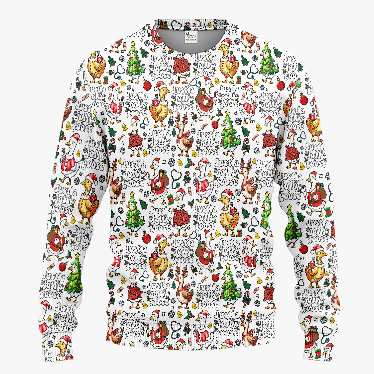 Just a Jolly Goose Funny Christmas Scrub Set - Holiday Medical Uniform for Nurse - Santa Goose Pants and Top