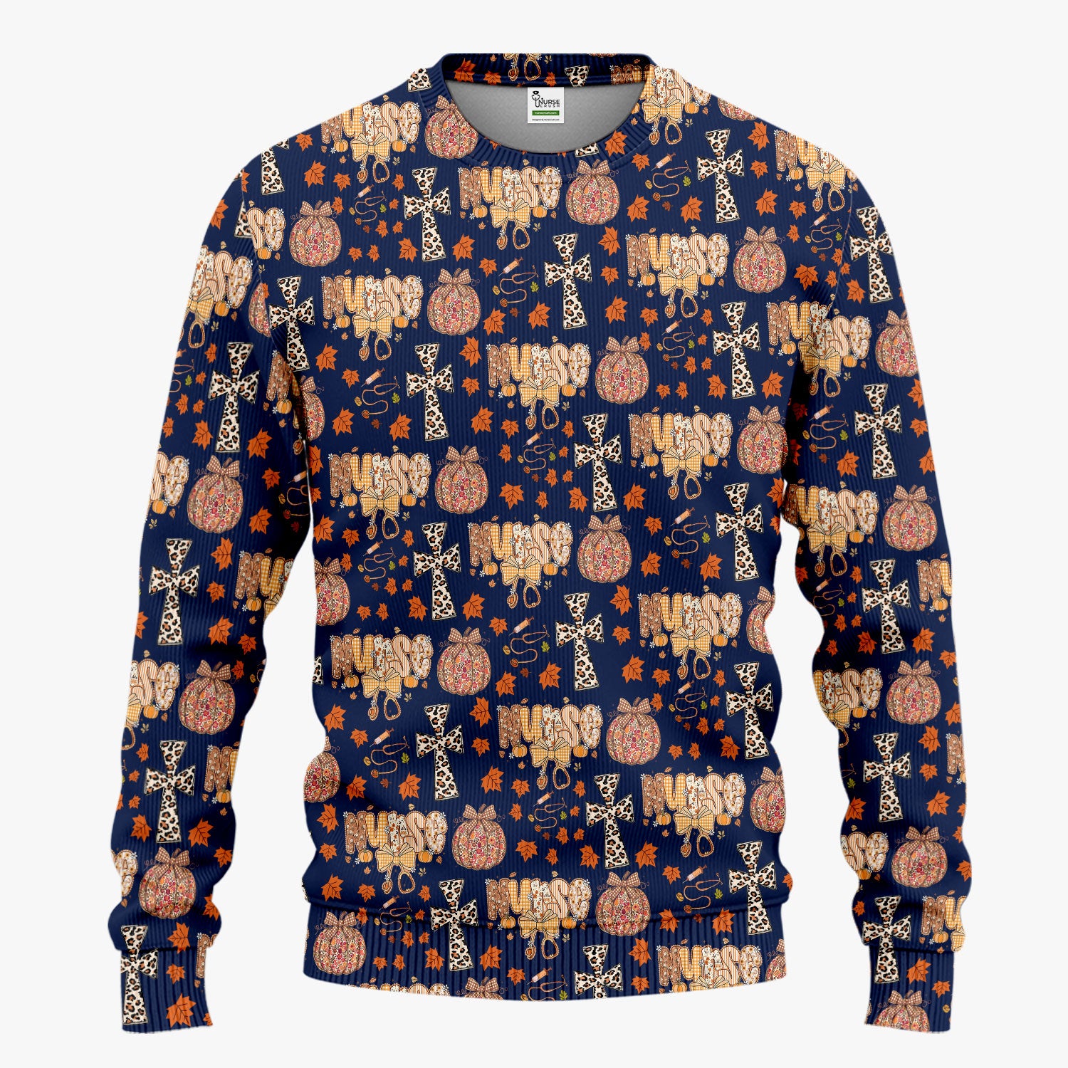 Floral Pumpkin Scrub Set for Women - Coquette Bow Thanksgiving Scrubs Pants and V Neck Top - Comfortable Medical Uniform