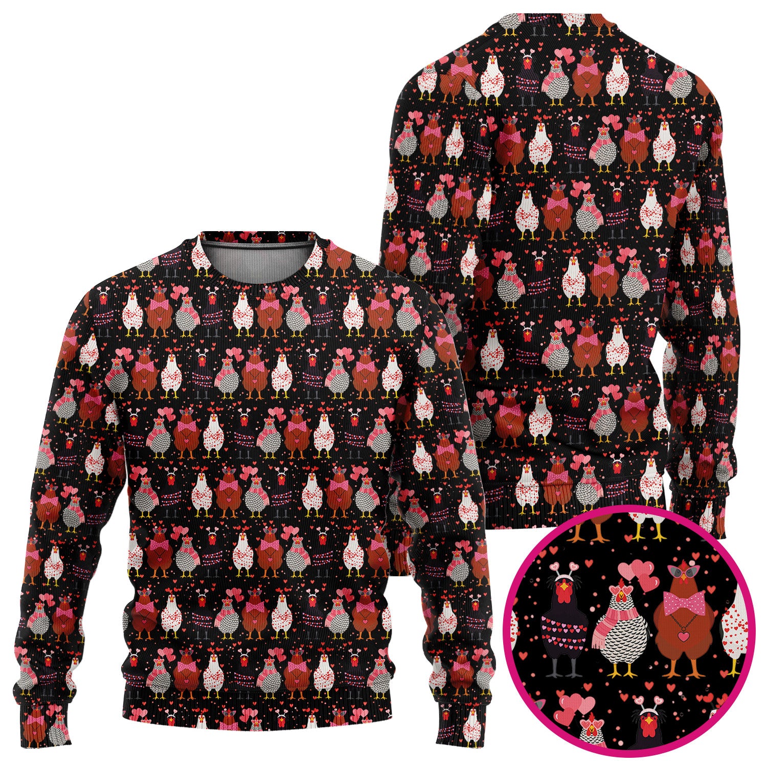 Funny Chicken Valentine Scrub Set, Chicken Pattern Scrub Shirt For Nursing, Valentine Gift For Nurse