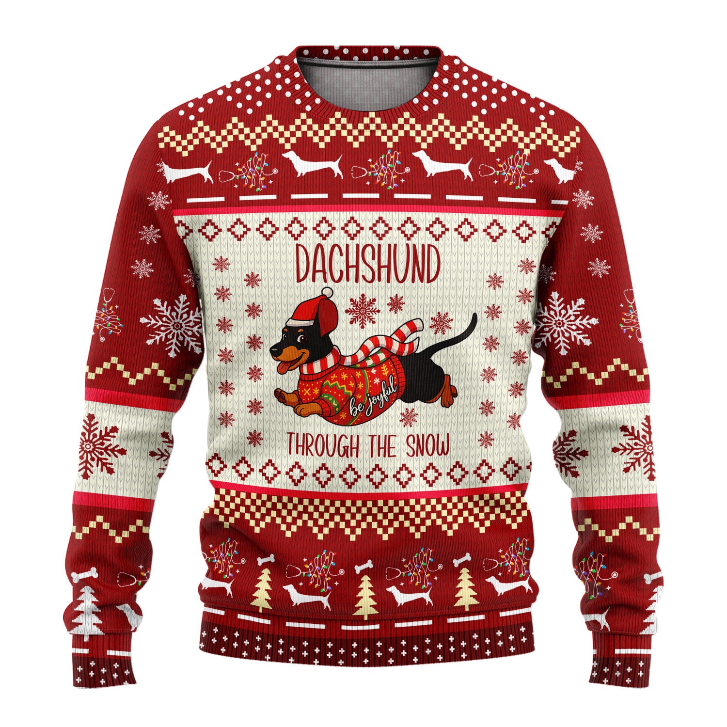 Wiener Dog Through The Snow Christmas Ugly Sweater - Cute Dachshund Nurse Shirt - Funny Holiday Medical Gift