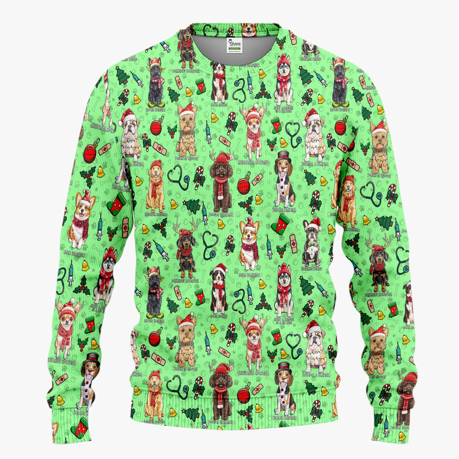 Cute Christmas Dog Scrubs Sets for Nurses - Corgi, Dachshund, Husky, Poodle & Labrador - Funny Holiday Medical Uniform for RN CNA LPN