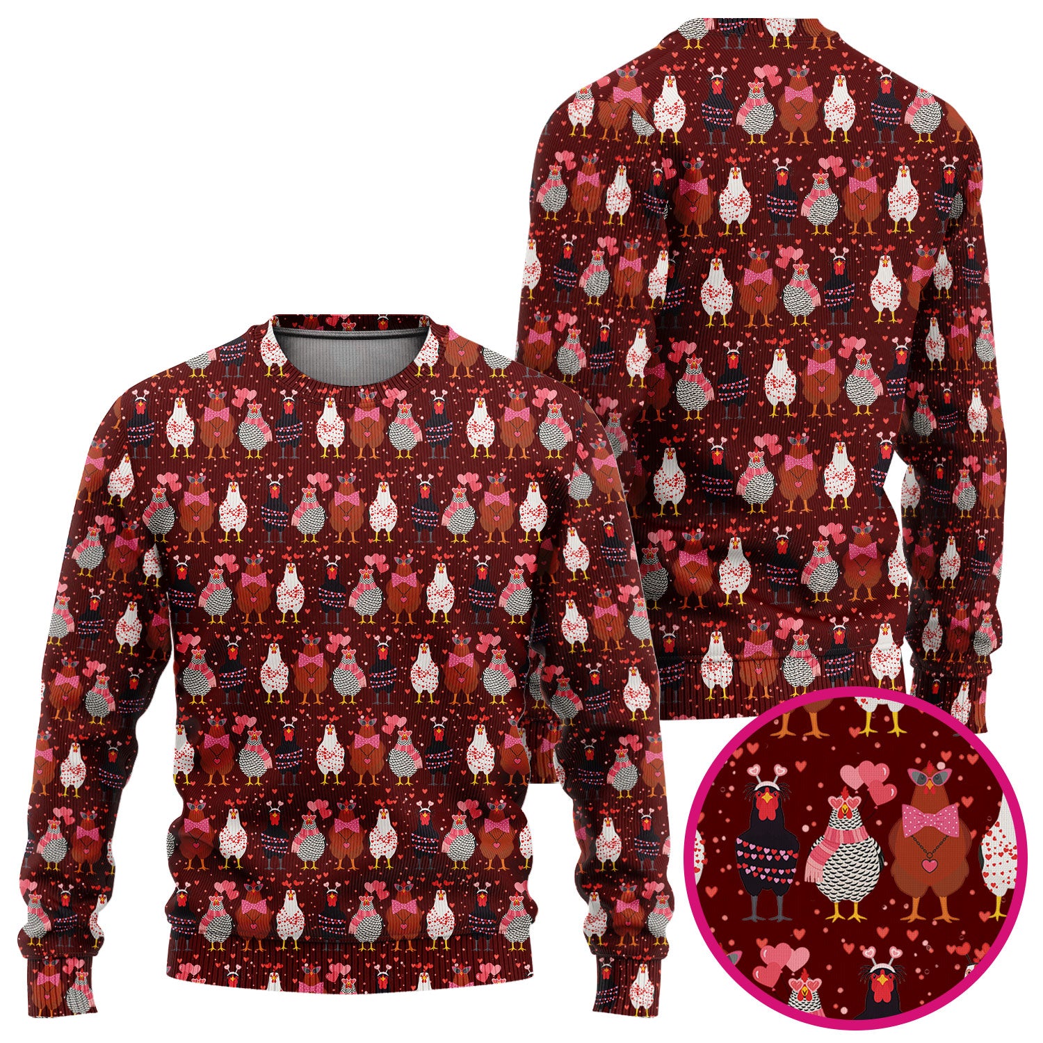 Funny Chicken Valentine Scrub Set, Chicken Pattern Scrub Shirt For Nursing, Valentine Gift For Nurse