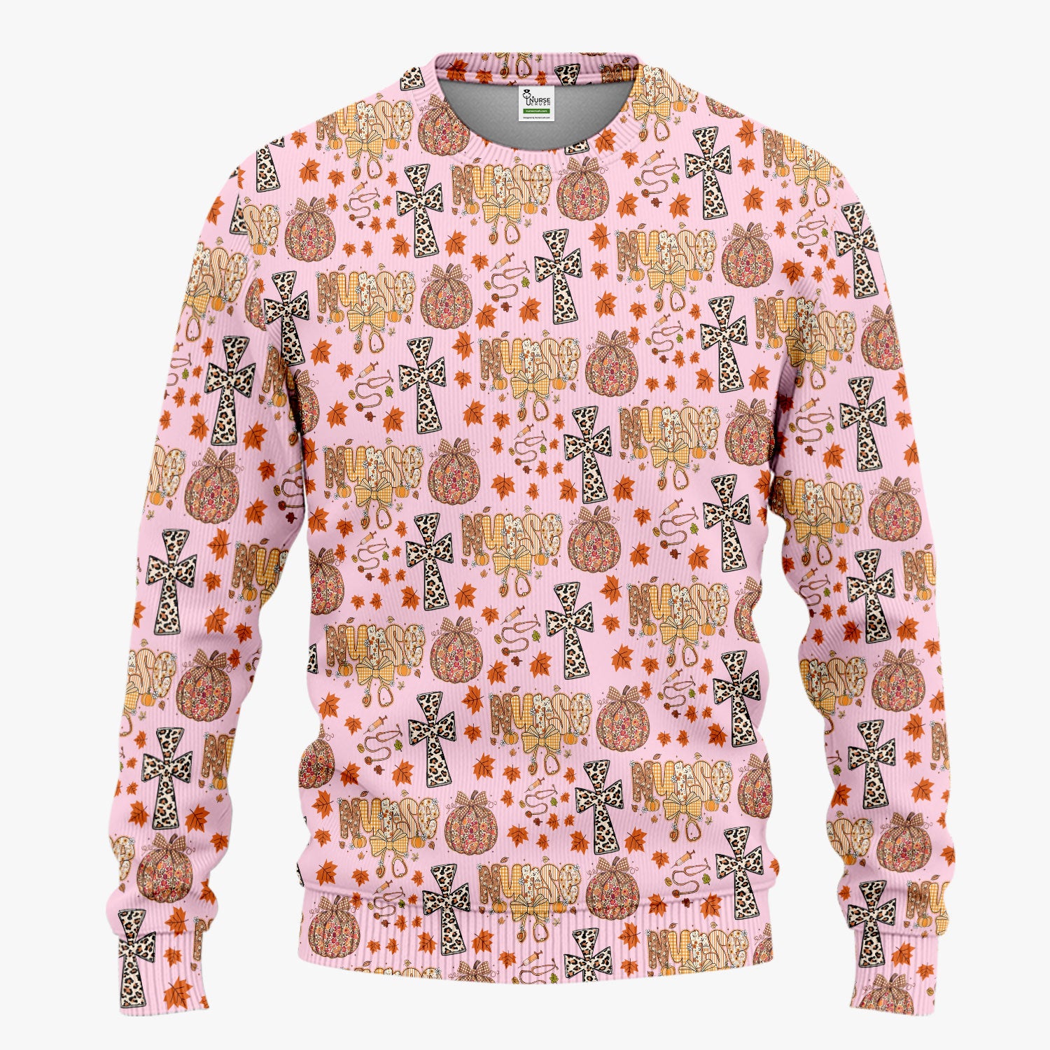 I Will Praise Him In Every Season - Boho Pumpkin Leopard Cross Fall Scrub Sets for Nurse - Thanksgiving Med Uniform for Women