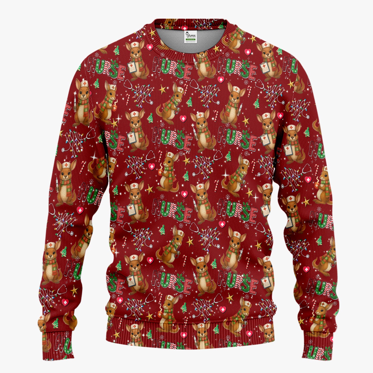 Christmas Kangaroo Nurse Scrub Set - Cute Aussie Holiday Medical Uniform - Funny Xmas Gift for Women