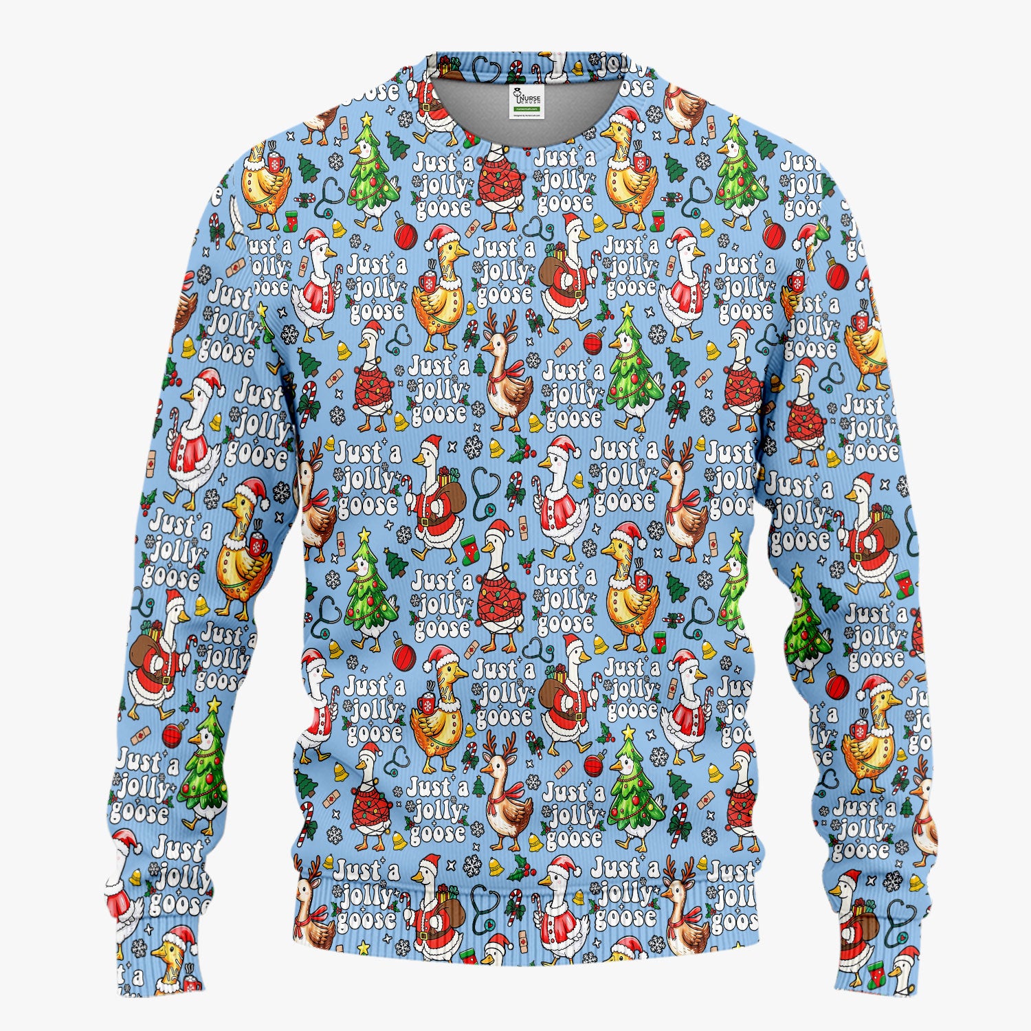 Christmas Goose Scrub Set for Nurse - Funny Jolly Holiday Medical Uniform for Women