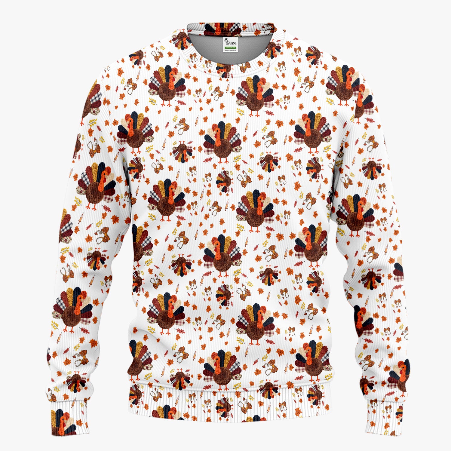 Thanksgiving Women's Scrub Sets - Funny Autumn Turkey Pants and V Neck Top - Breathable Fabrics Nursing Uniform