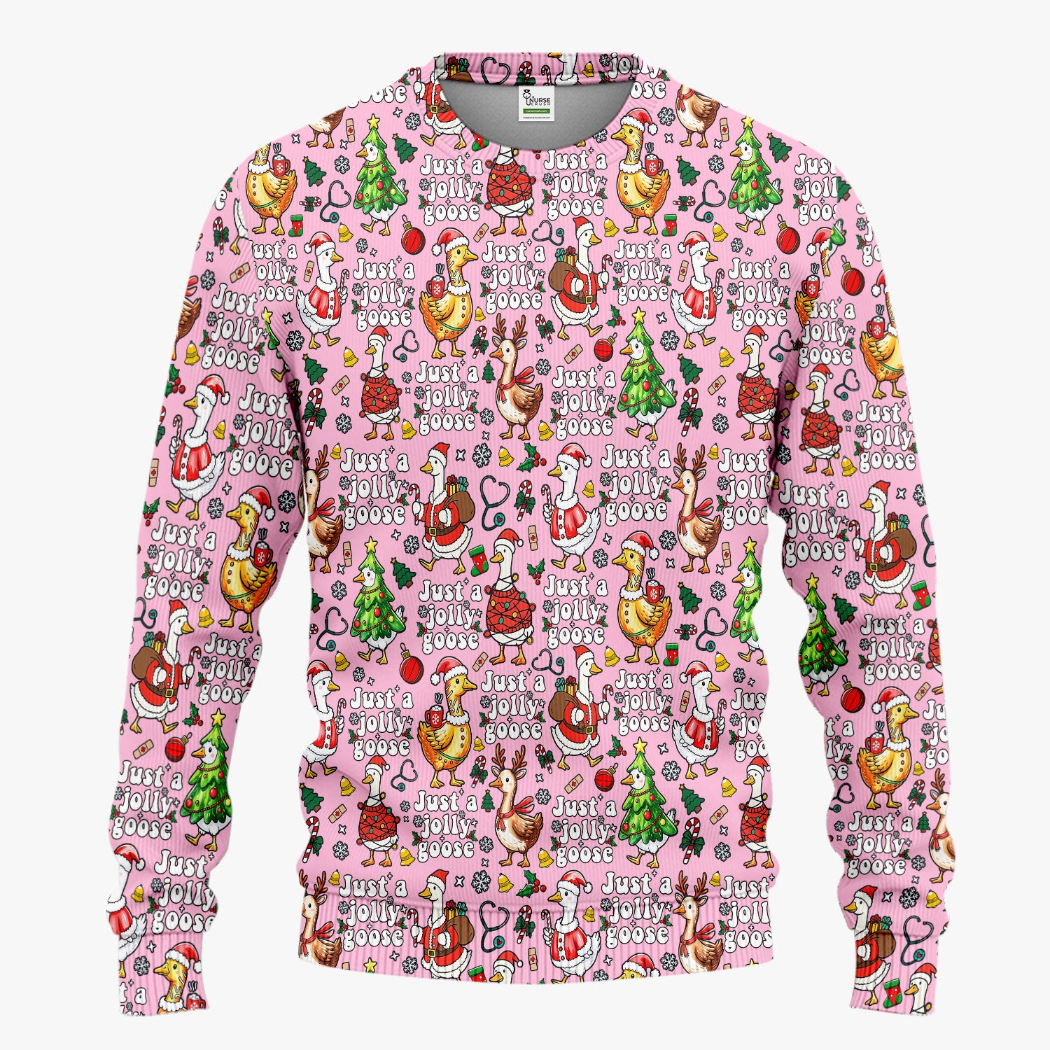 Christmas Goose Scrub Set for Nurse - Funny Jolly Holiday Medical Uniform for Women