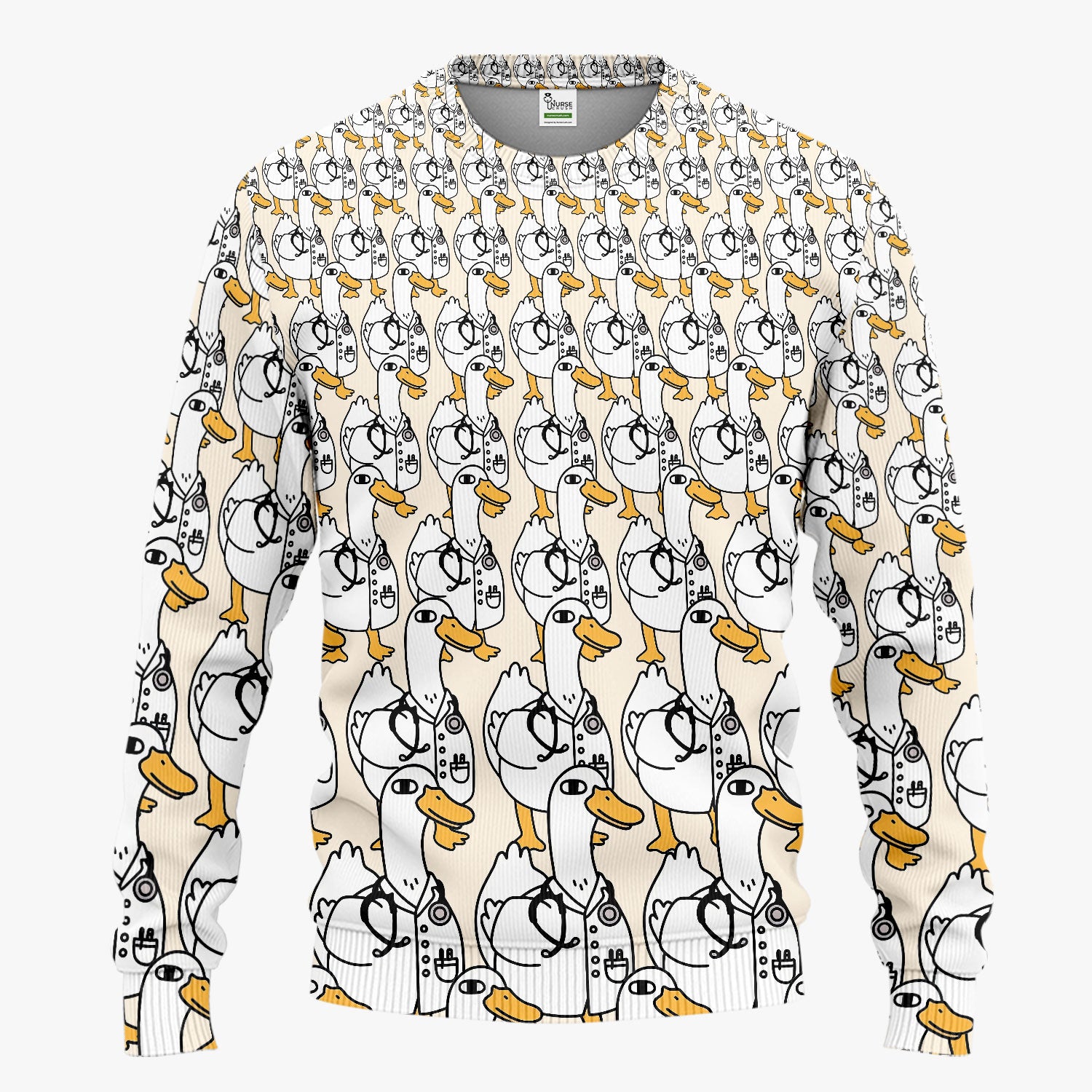 Funny Duck Scrub Set for Women - I'm a Doctor Scrubs Pants and V Neck Top - Cute Duck In The Row - Comfortable Nursing Uniform