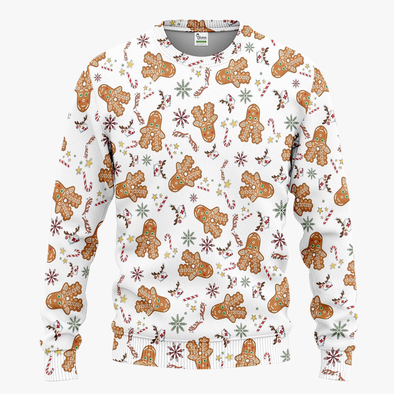 Gingerbread Cookies Reindeer Women's Scrub Sets - Comfortable Scrubs for Nurses - Funny Christmas Med Uniform