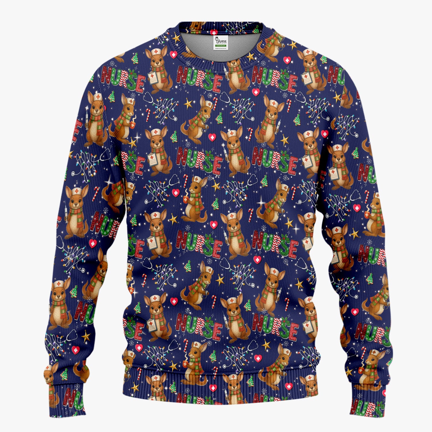 Christmas Kangaroo Nurse Scrub Set - Cute Aussie Holiday Medical Uniform - Funny Xmas Gift for Women