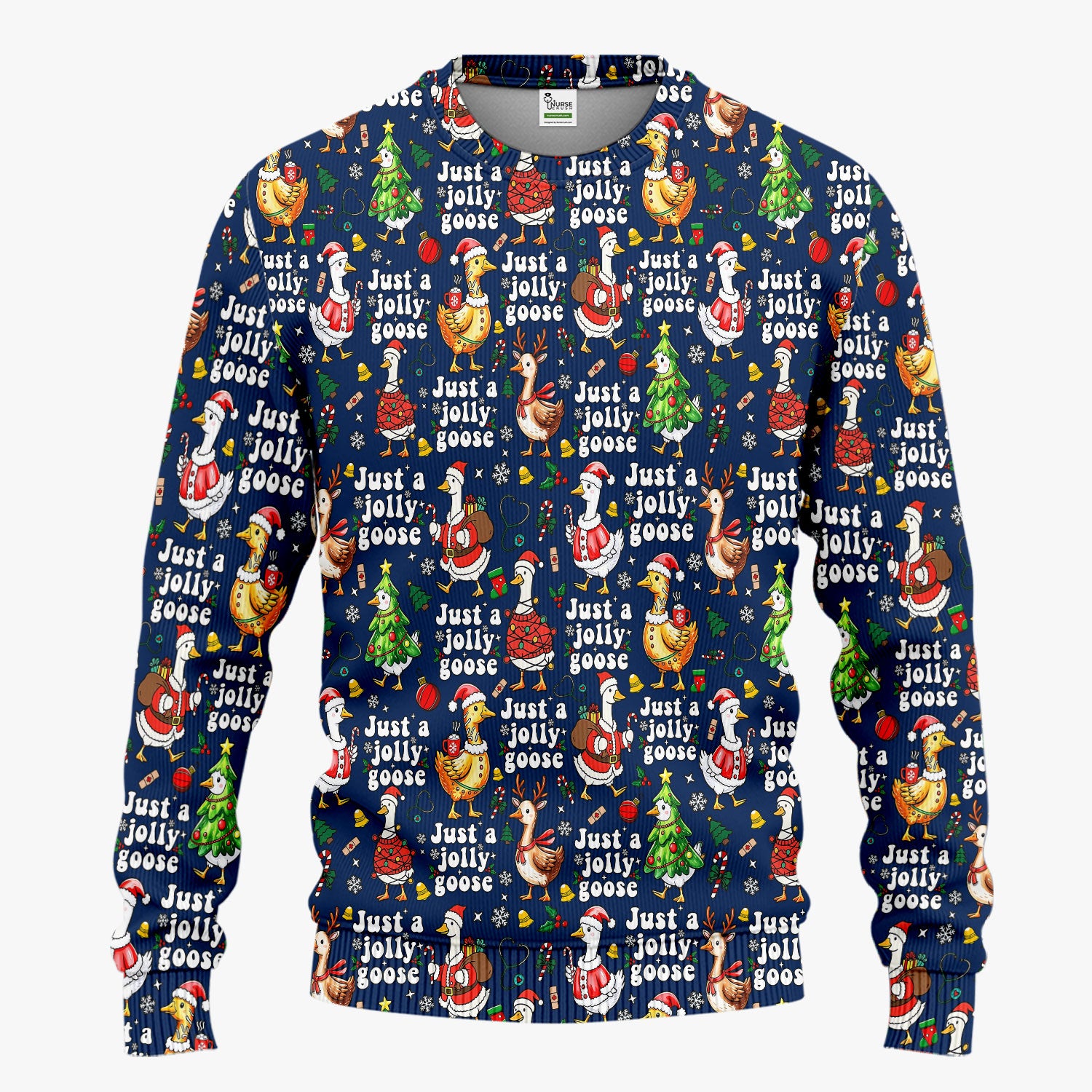 Just a Jolly Goose Funny Christmas Scrub Set - Holiday Medical Uniform for Nurse - Santa Goose Pants and Top