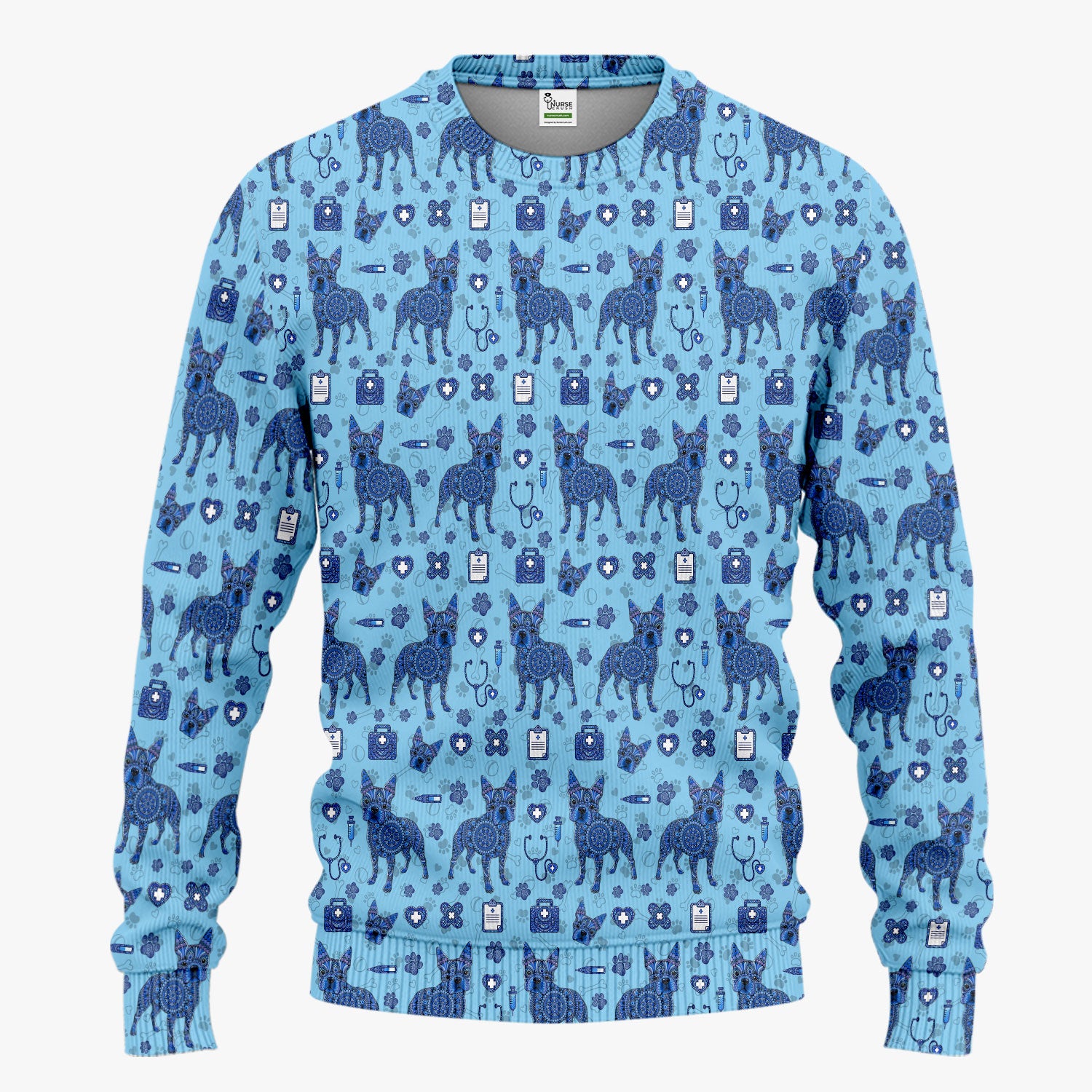 Blue Heeler Australian Cattle Dog Scrub Set, Australia Dot Art Pattern Shirt, Breathable Fabrics Nursing Uniform