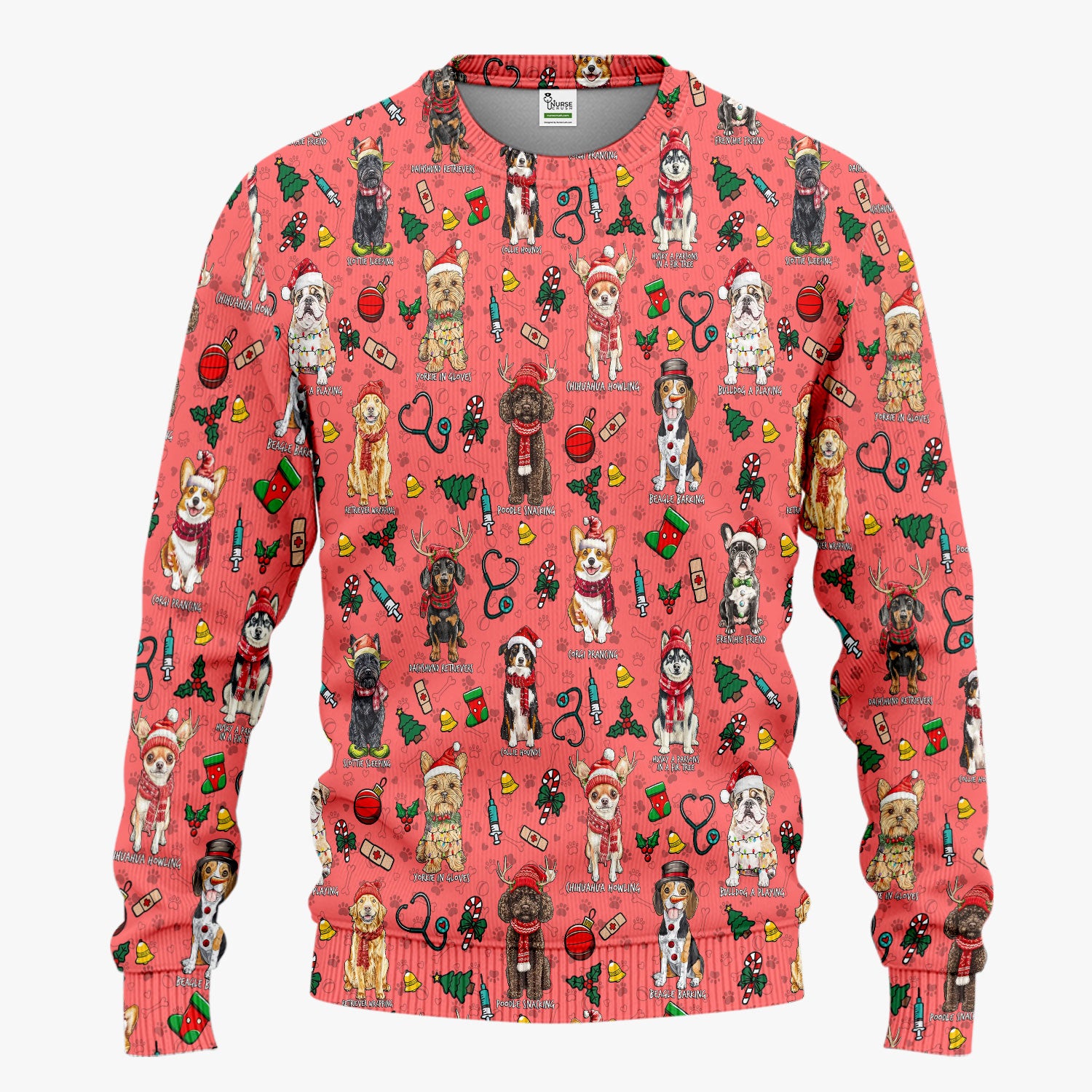 Cute Christmas Dog Scrubs Sets for Nurses - Corgi, Dachshund, Husky, Poodle & Labrador - Funny Holiday Medical Uniform for RN CNA LPN