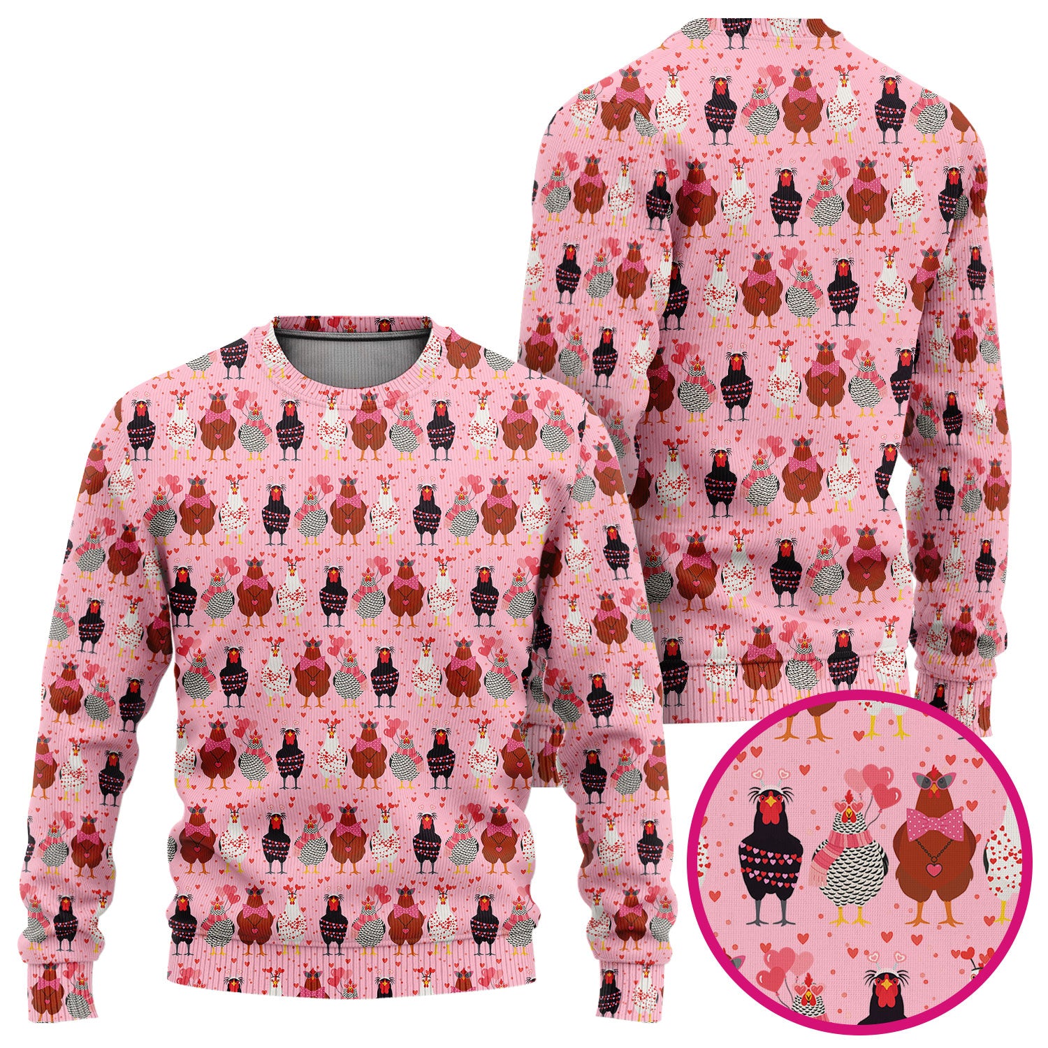 Funny Chicken Valentine Scrub Set, Chicken Pattern Scrub Shirt For Nursing, Valentine Gift For Nurse