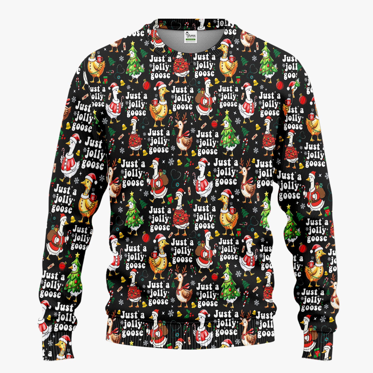 Just a Jolly Goose Funny Christmas Scrub Set - Holiday Medical Uniform for Nurse - Santa Goose Pants and Top