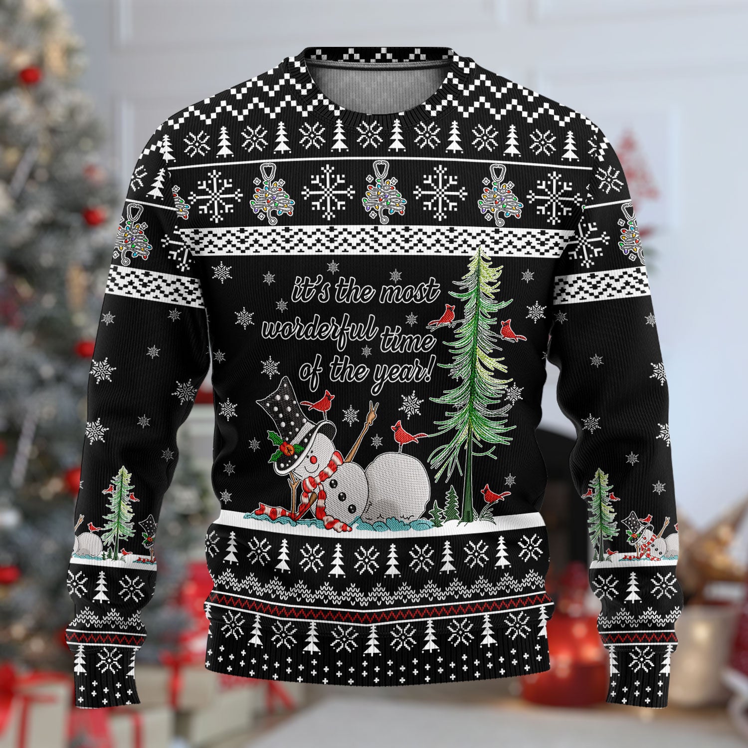 Snowman Christmas Ugly Sweater, Funny Holiday Nurse Sweater, It's The Most Wonderful Time Of The Year Shirt For Nursing