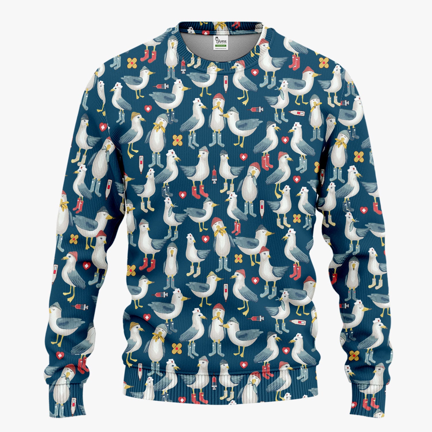 Seagull Scrub Set for Nurses - Adorable Birds Medical Uniform - Funny Scrubs Pants and V Neck Top for RN CNA LPN