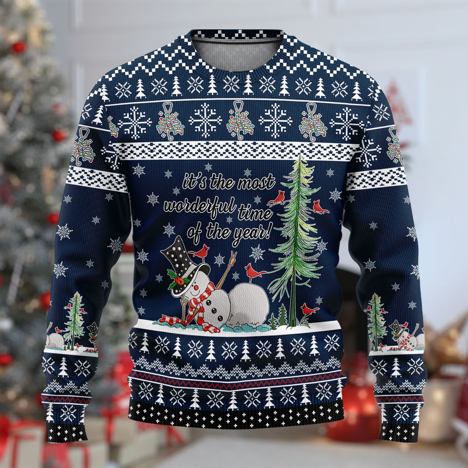 Snowman Christmas Ugly Sweater, Funny Holiday Nurse Sweater, It's The Most Wonderful Time Of The Year Shirt For Nursing