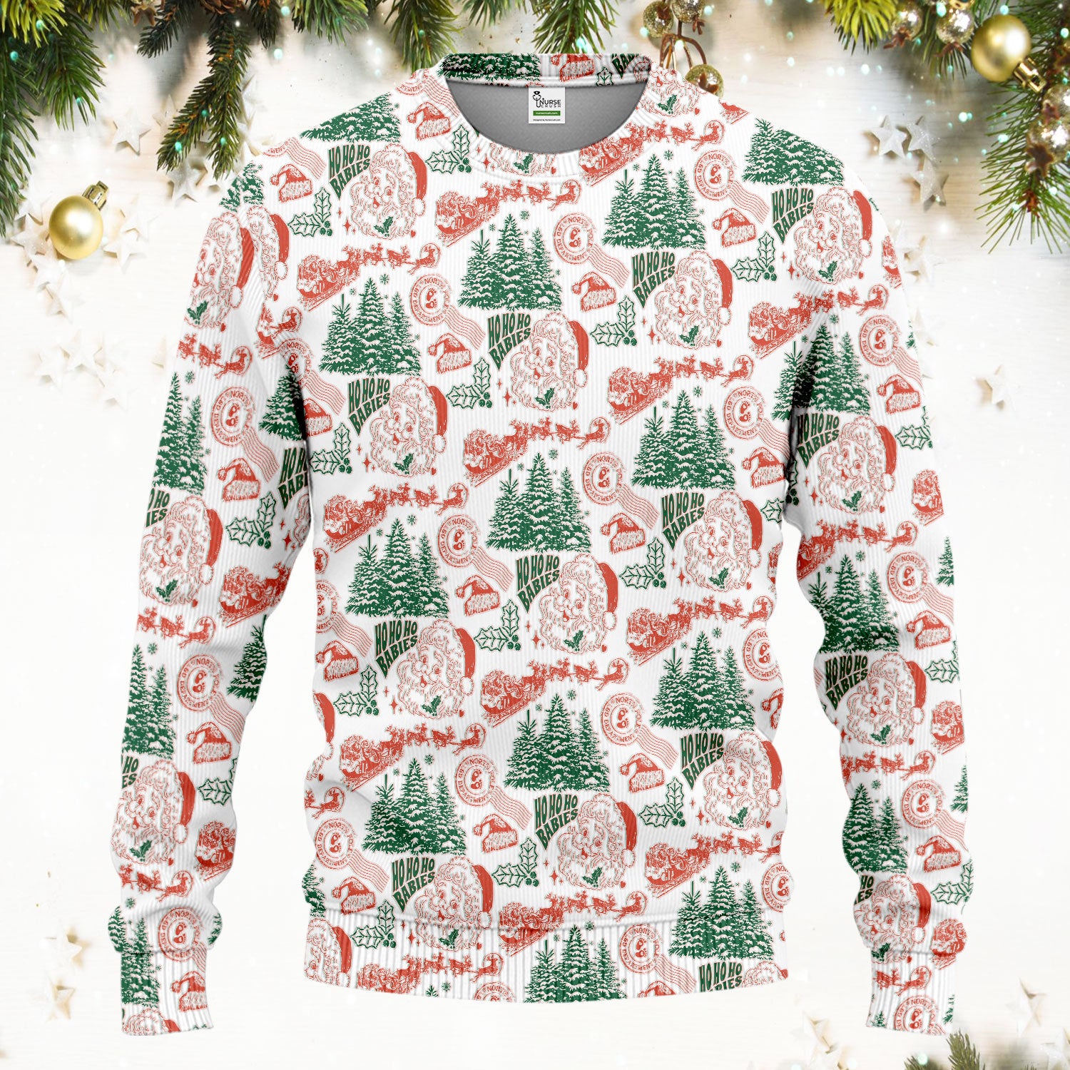 Christmas Santa Scrub Set, Vintage Holiday Nurse Shirt, Festive Medical Uniform For Nursing