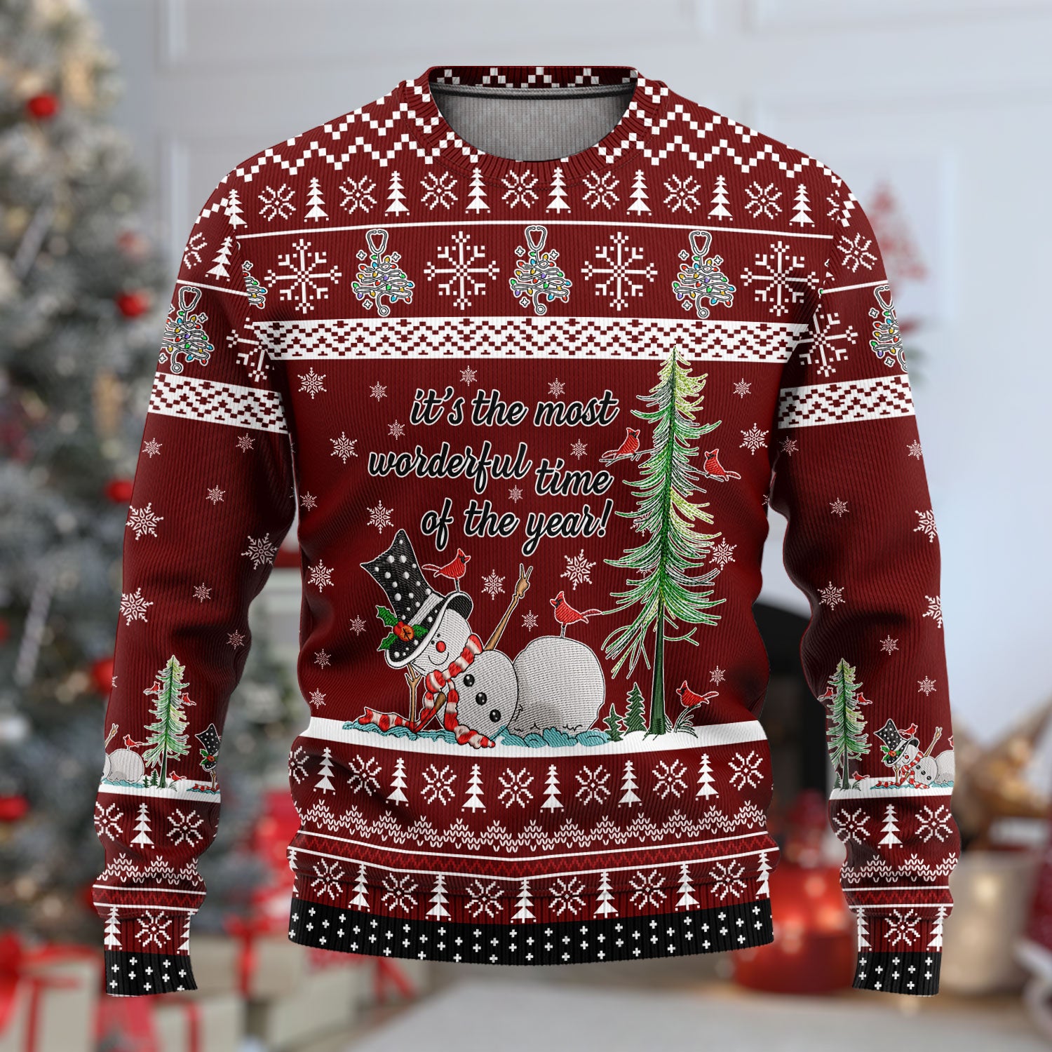 Snowman Christmas Ugly Sweater, Funny Holiday Nurse Sweater, It's The Most Wonderful Time Of The Year Shirt For Nursing