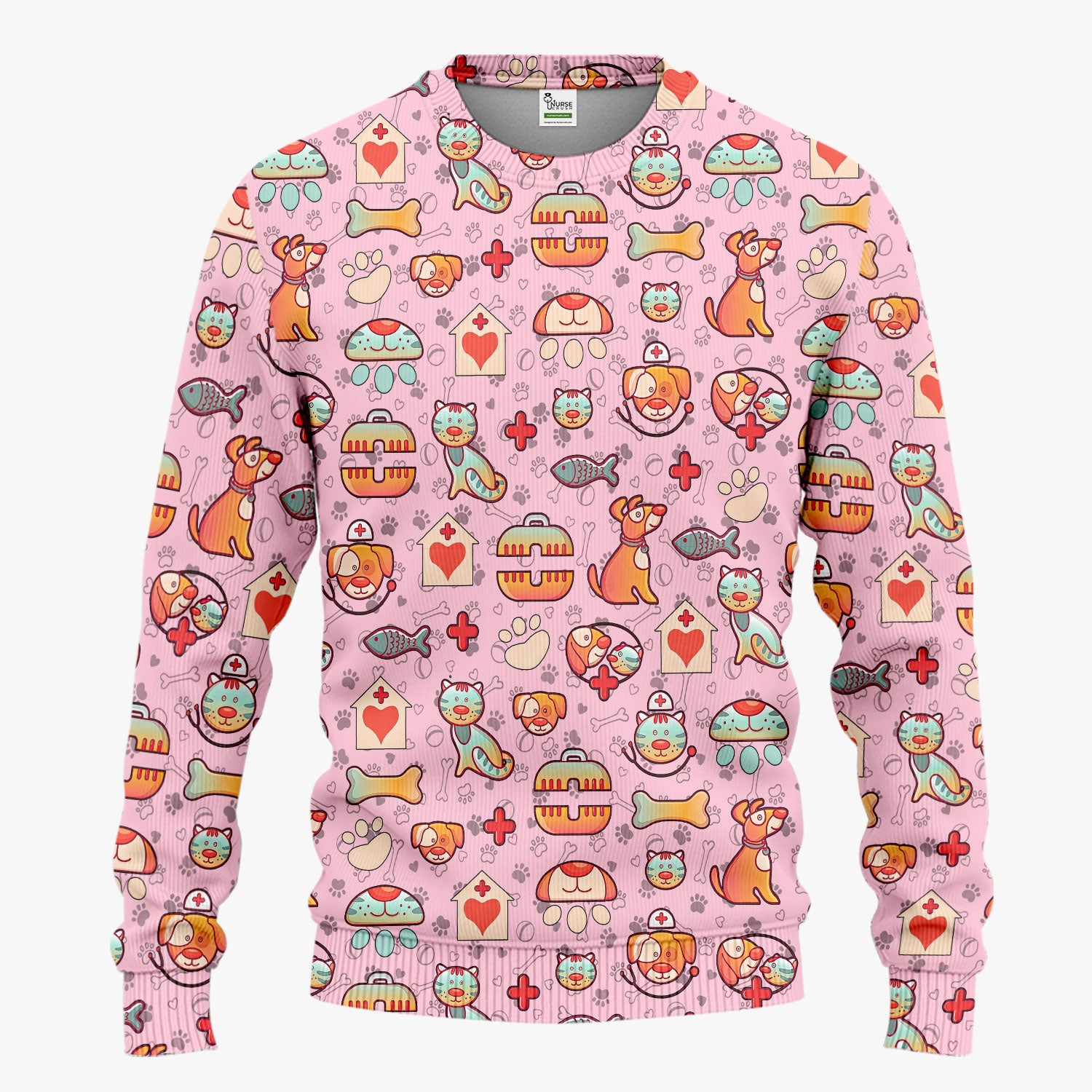 Veterinary Nurse Scrub Set - Cute Cat Dog Paw Scrubs Pants and V Neck Top - Funny Animal Vet Tech Uniform for Women