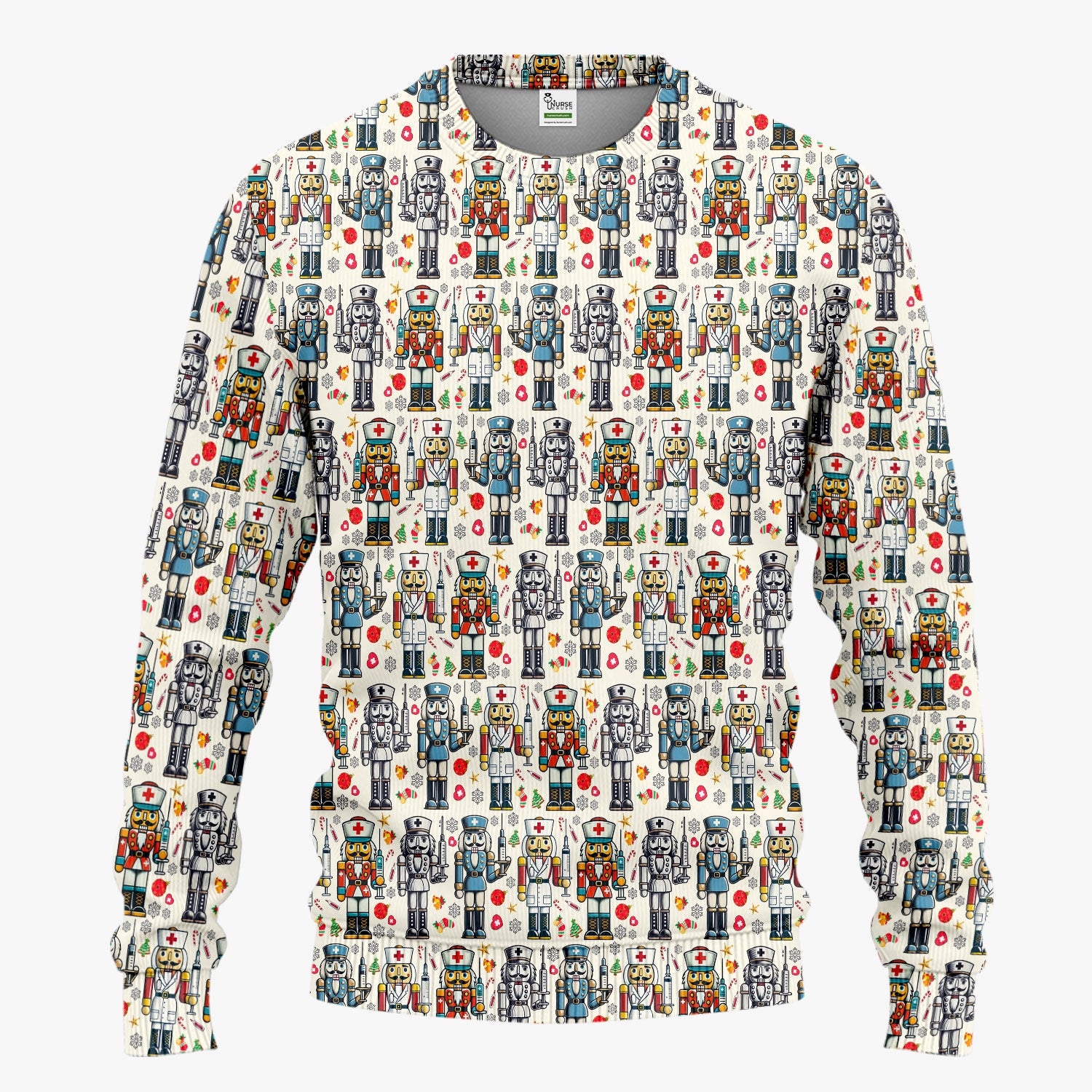 Funny Nutcracker Christmas Scrub Set – Cute Holiday Nurse Pattern Shirt – Festive Medical Uniform for RN, LPN, CNA, and Healthcare Workers