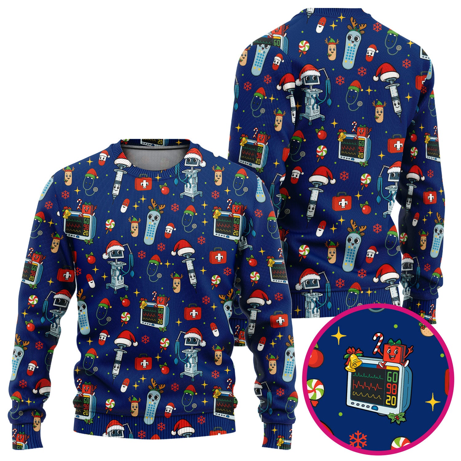 Christmas Nurse Scrub Set - Funny Robot and Reindeer Pattern Medical Scrubs - Cute Holiday Matching Set for Women Nurses