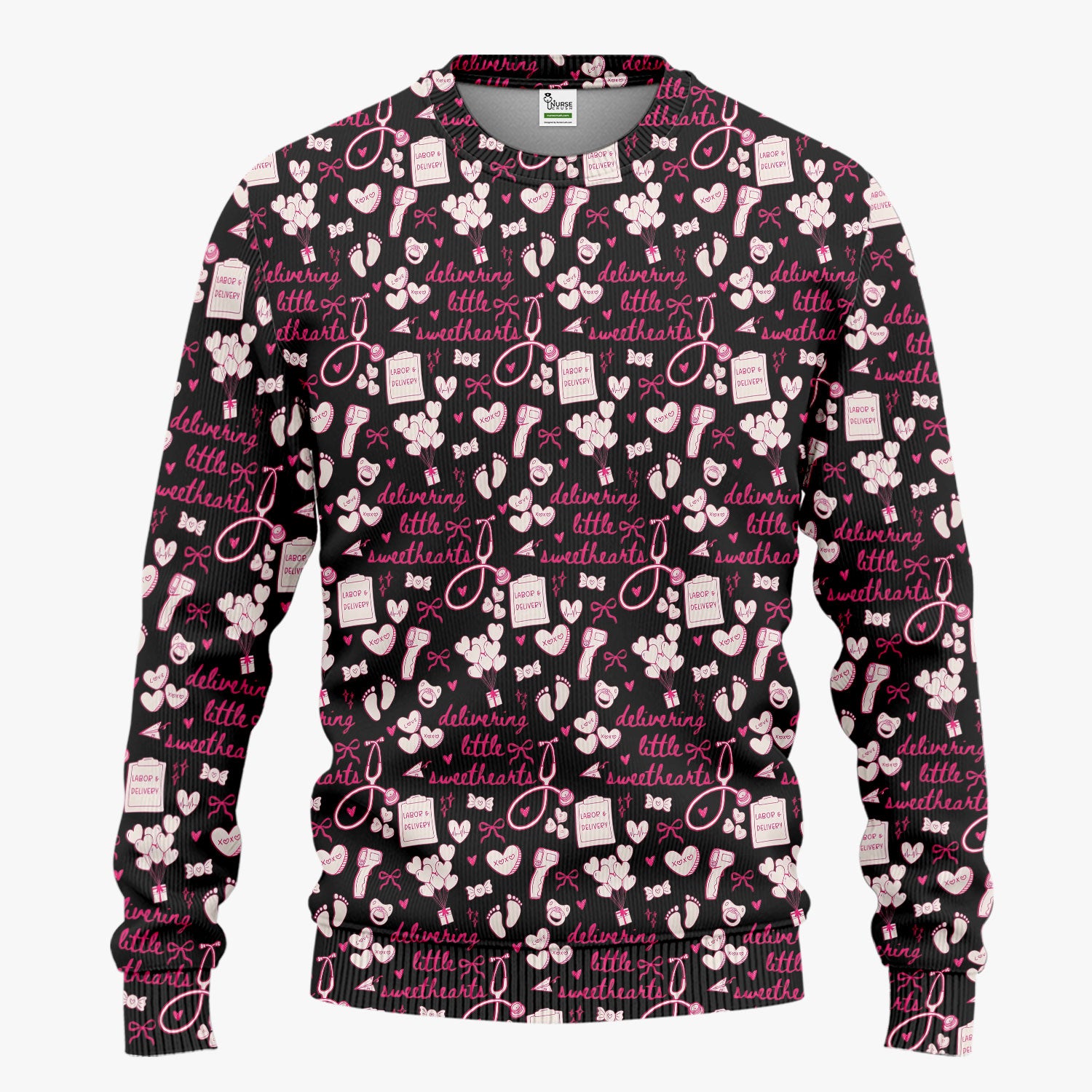 Valentine Labor And Delivery Scrub Set, XOXO Pattern Scrub Shirt, Breathable Fabrics Nursing Uniform For Women