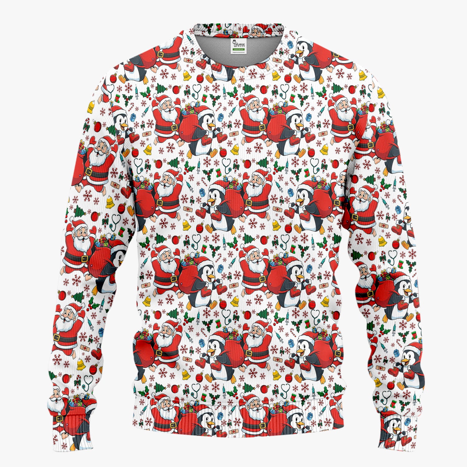 Funny Penguin Christmas Scrub Set - Santa Holiday Nurse Uniform for Women - Medical Gift for RN CNA LPN