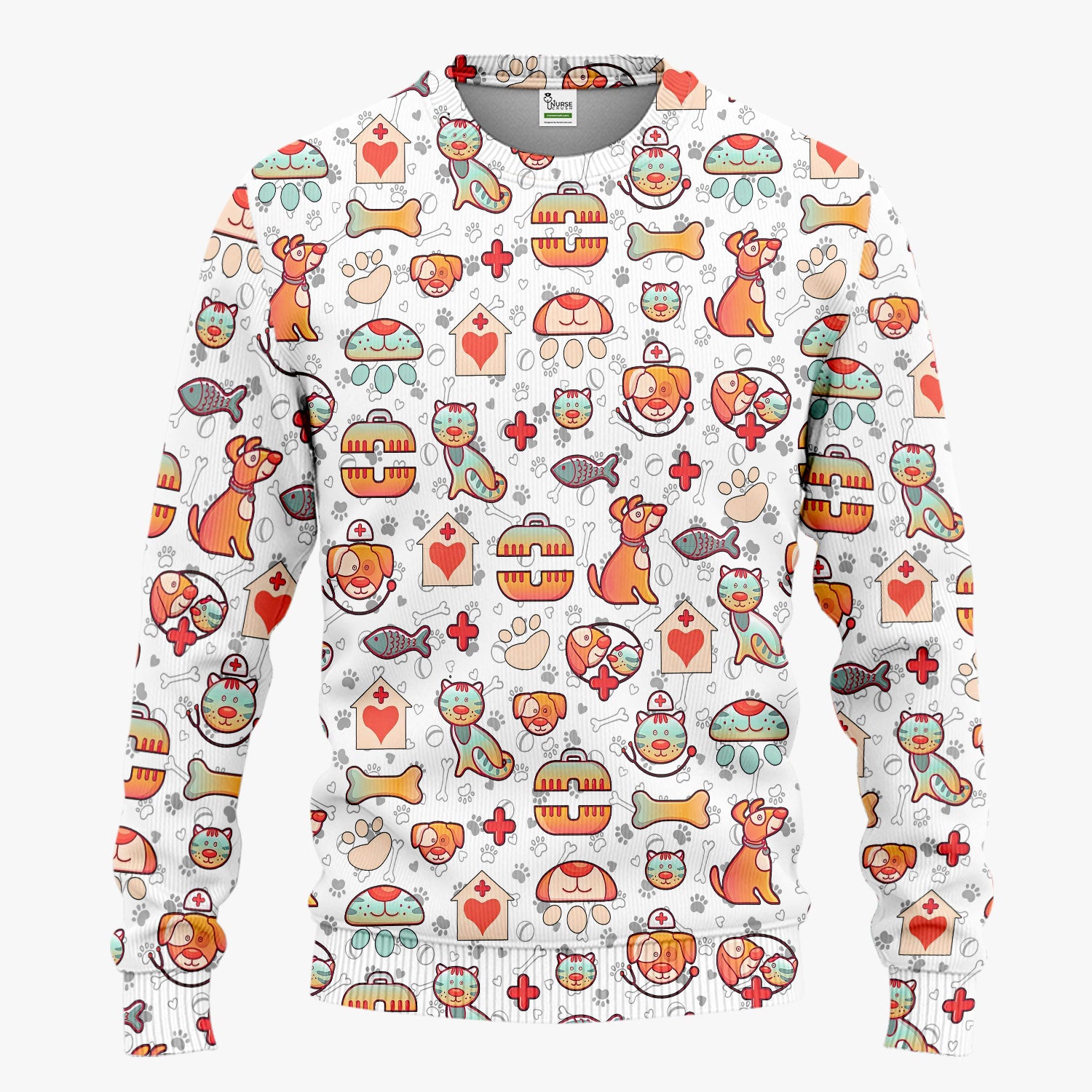 Veterinary Nurse Scrub Set - Cute Cat Dog Paw Scrubs Pants and V Neck Top - Funny Animal Vet Tech Uniform for Women