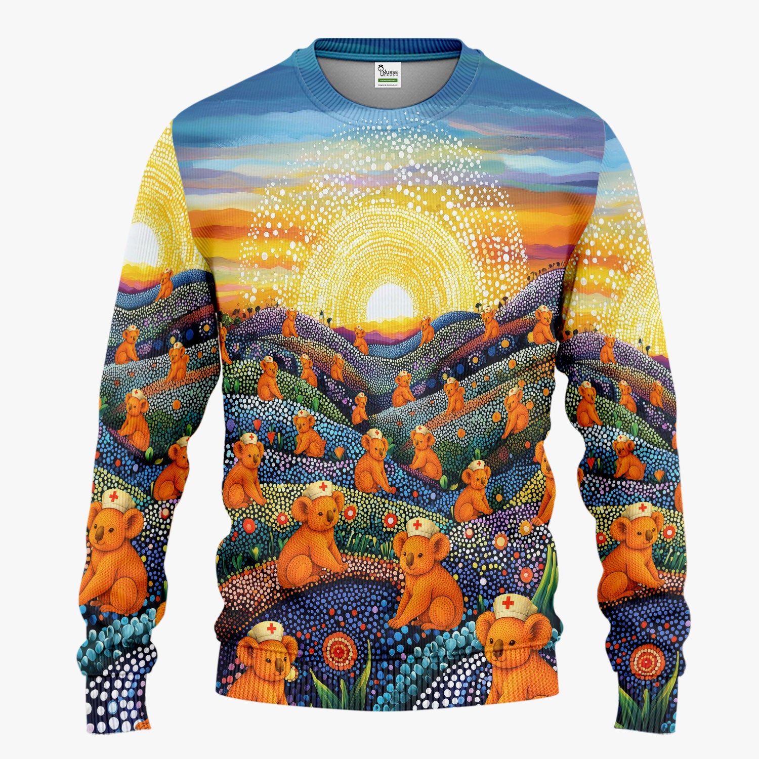 Australian Koala Dot Art Inspired Nurse Scrub Set - Women Uniform