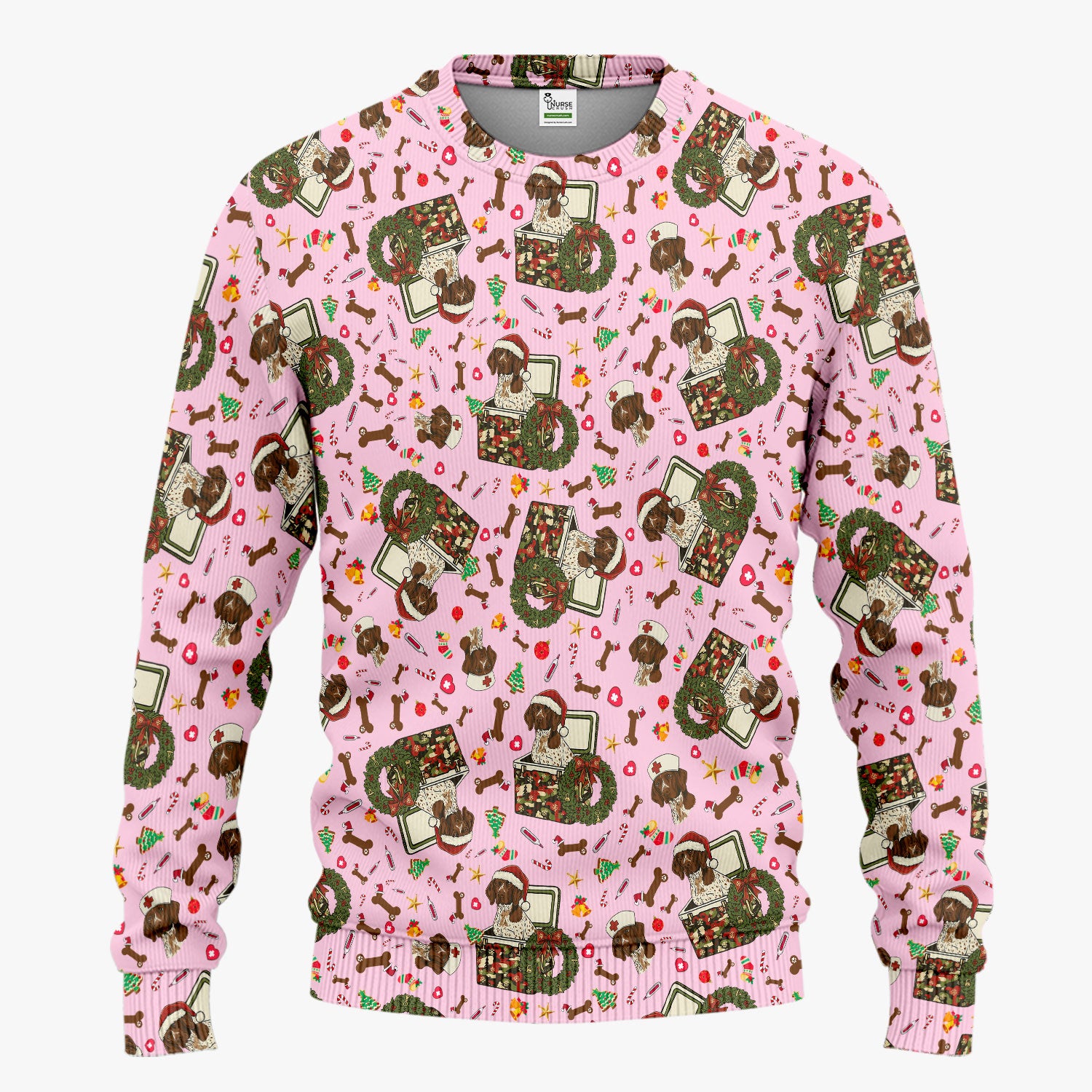 Christmas Dachshund Scrub Set - Cute Sausage Dog Nursing Pants and V Neck Top - Funny Holiday Medical Uniform