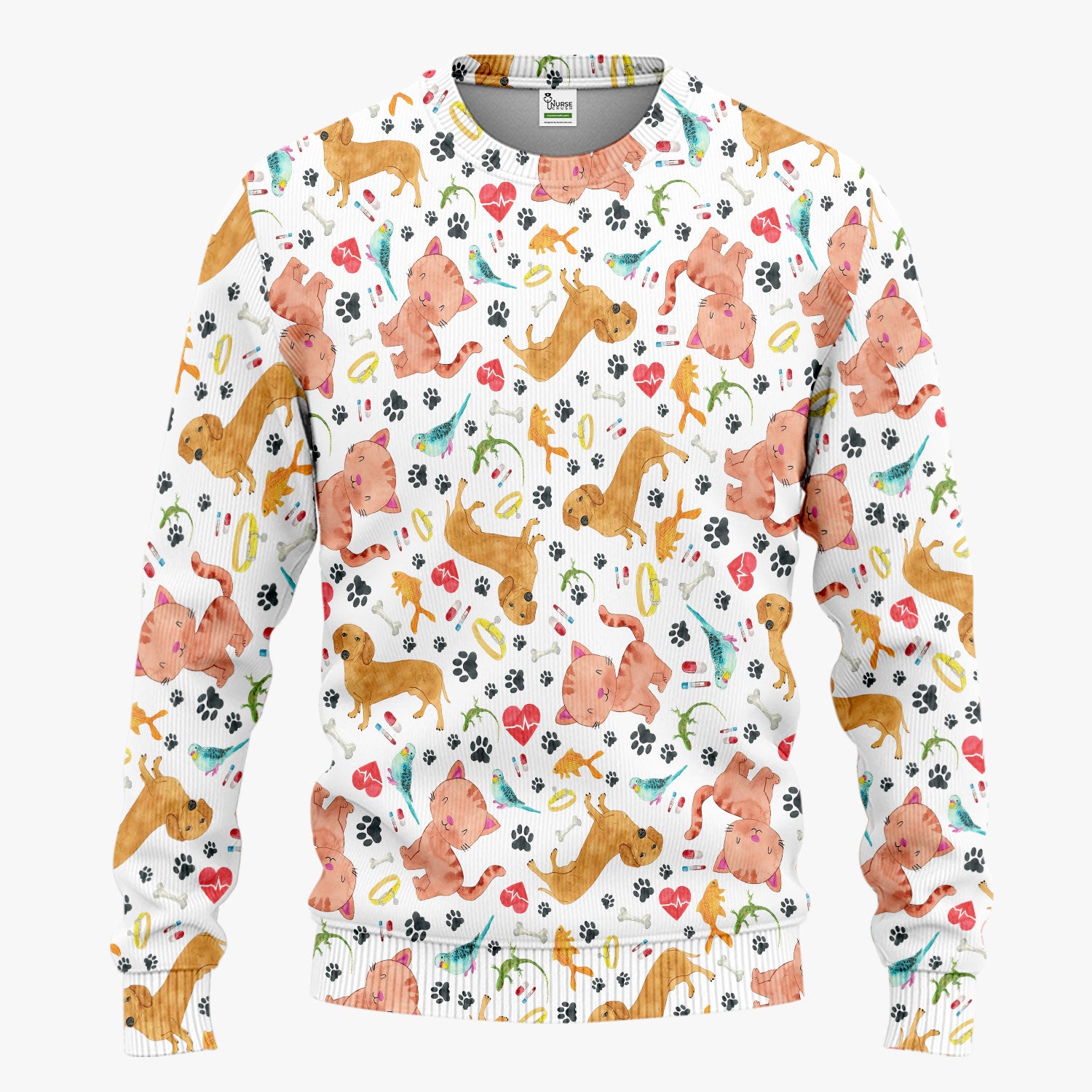 Cat Dog Veterinary Scrub Set - Cute Animal Paw Print Medical Pants and V Neck Top for Women RN CNA Vet Tech