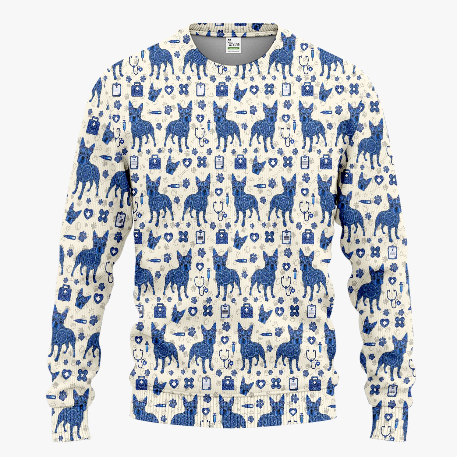 Blue Heeler Australian Cattle Dog Scrub Set, Australia Dot Art Pattern Shirt, Breathable Fabrics Nursing Uniform
