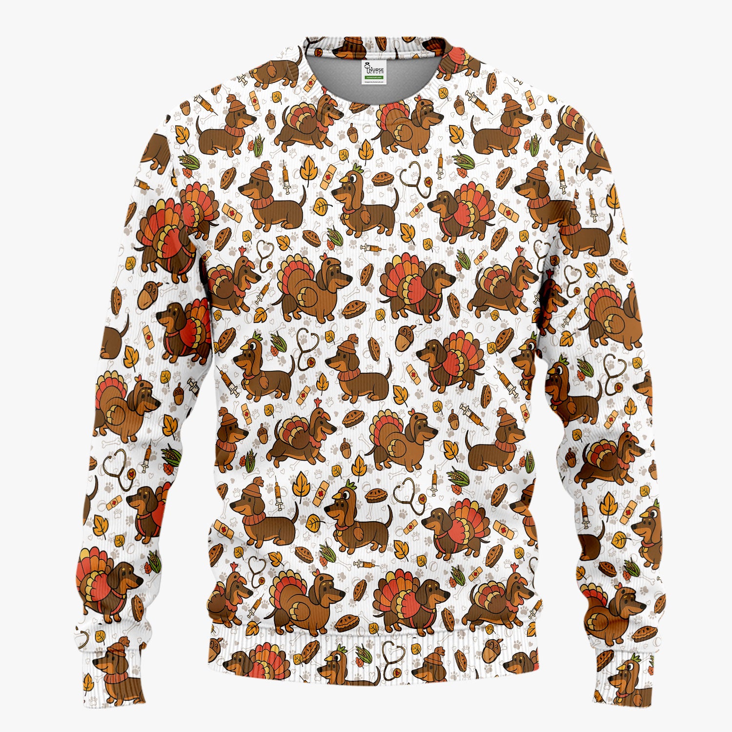 Thanksgiving Dachshund Scrubs Set - Cute Dog Turkey Medical Uniform for Nurses - Funny Holiday Gift for RN CNA LPN