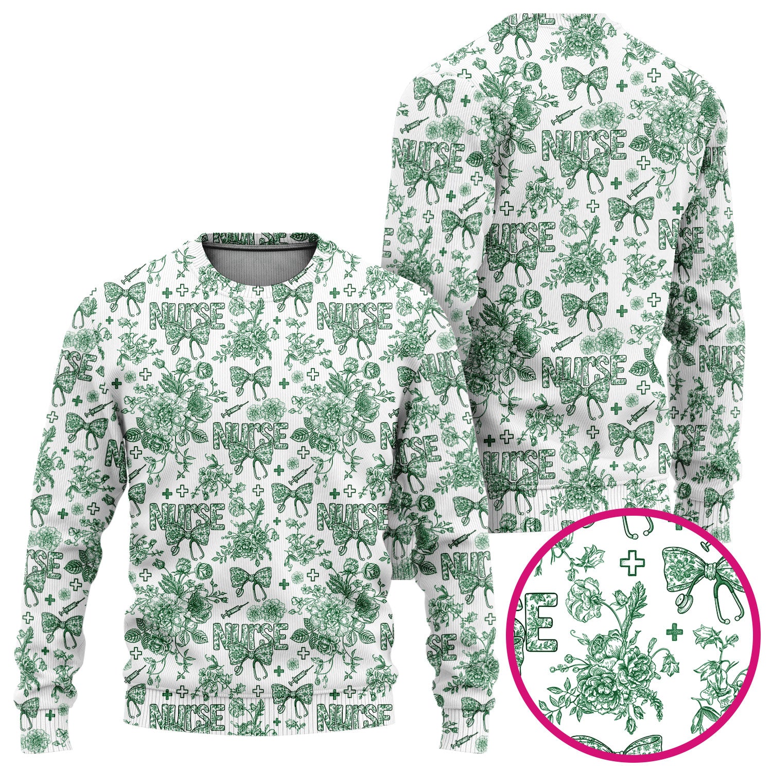 Toile de Jouy Nurse Scrub Set - Elegant Floral Pattern Scrubs for Women - Stylish Flower Medical Scrubs Gift for Healthcare Workers