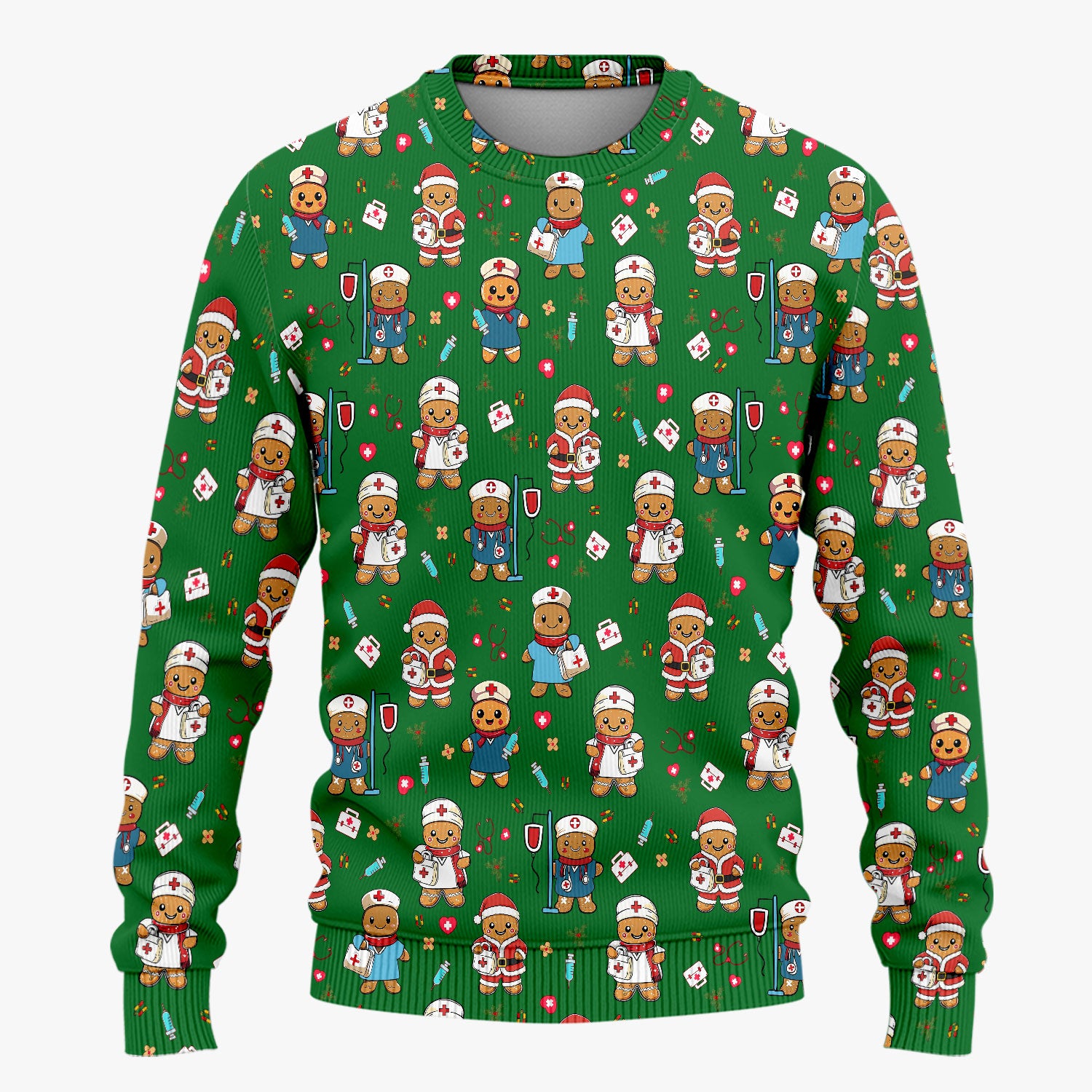 Gingerbread with Santa Nurse Scrub Set - Santa’s Favorite Nurse Holiday Gift - Medical Uniform for RN LPN CNA - Funny Xmas Ugly Sweater