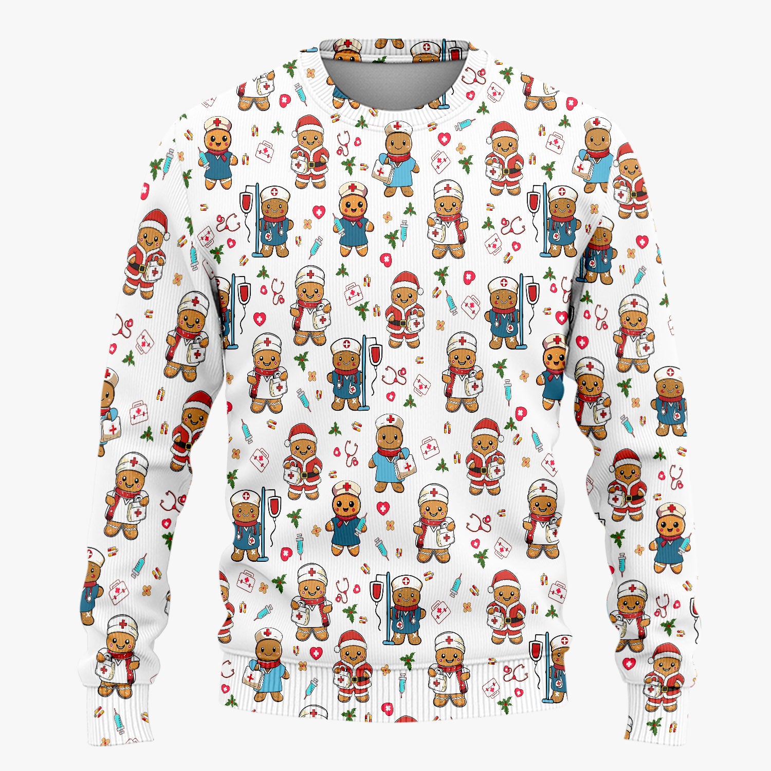 Gingerbread Nurse Scrub Pants - Santa’s Favorite Nurse Holiday Gift - Medical Uniform Set for RN LPN CNA - Funny Xmas Ugly Sweater